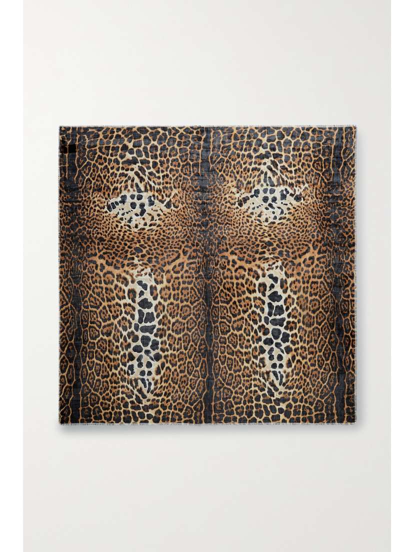 Saint Laurent Leopard-print Cashmere And Silk-blend Scarf