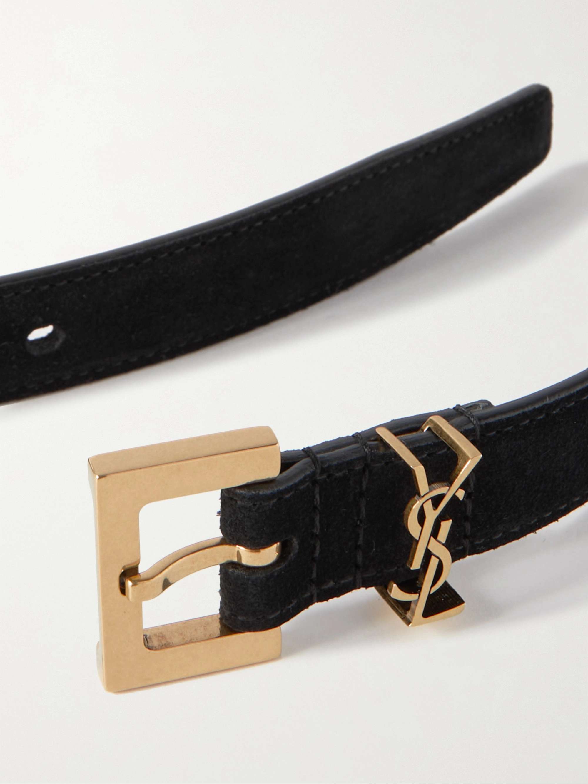 SAINT LAURENT Monogramme suede belt | NET-A-PORTER