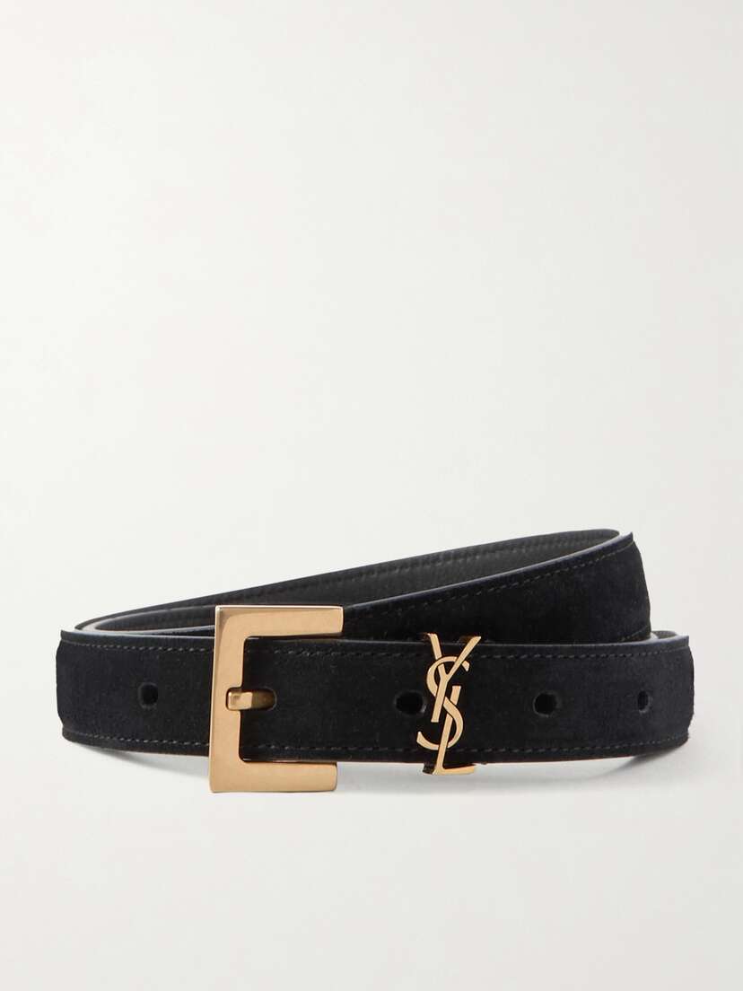 Saint Laurent Monogramme Suede Belt