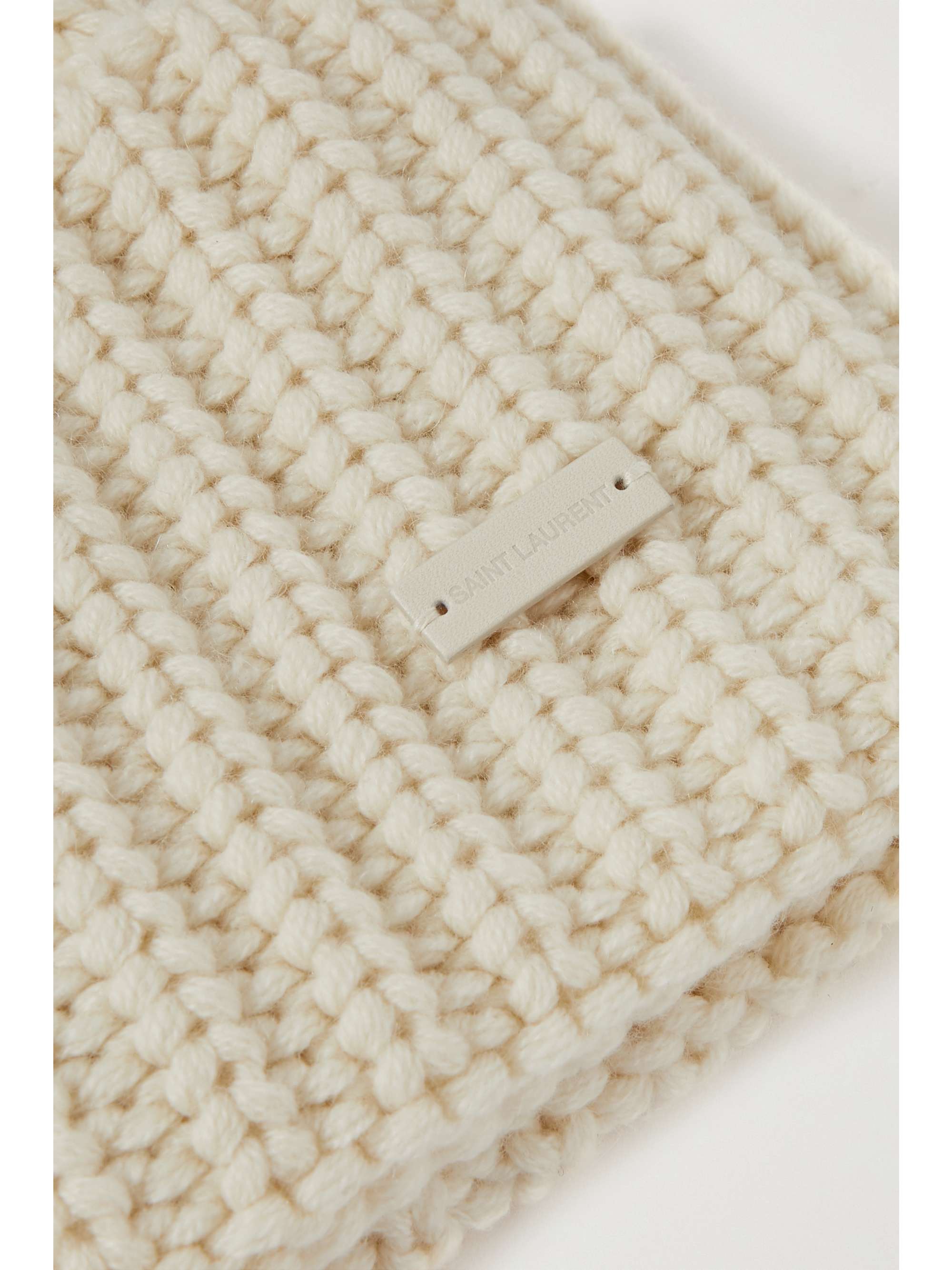 Appliquéd ribbed cashmere beanie