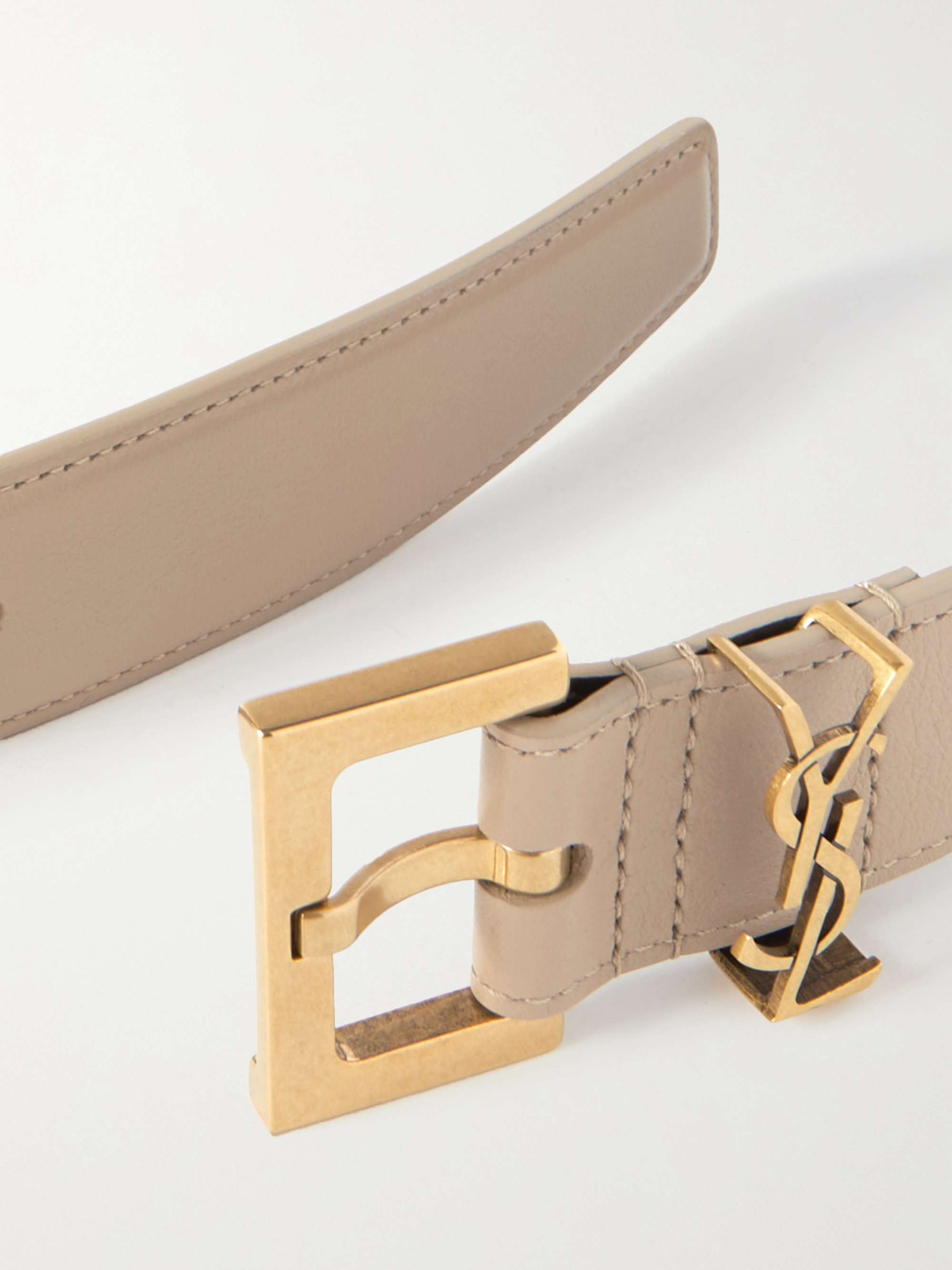 Saint Laurent Women's Monogram-Logo Wide Leather Belt