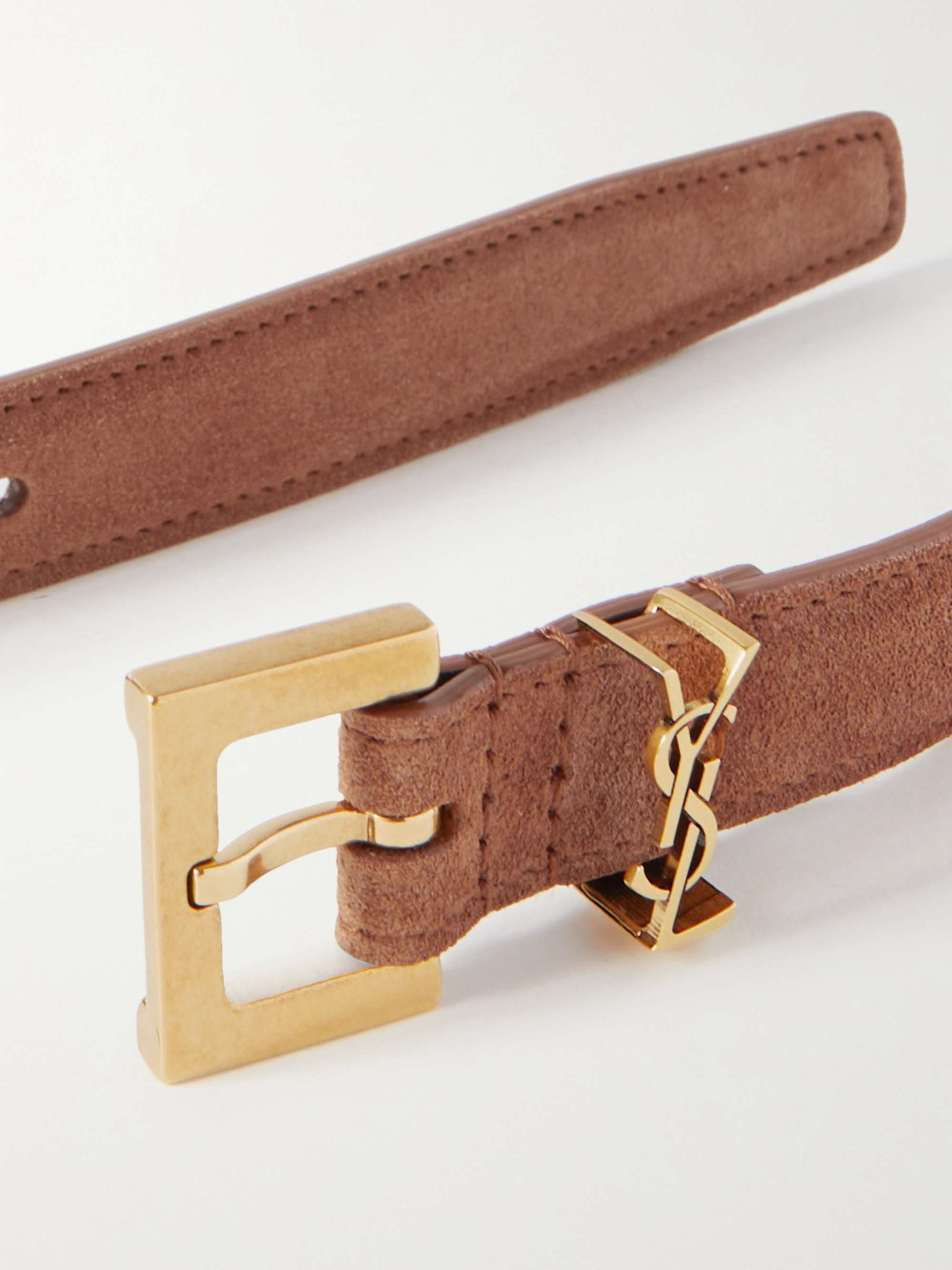 SAINT LAURENT Monogramme suede belt | NET-A-PORTER