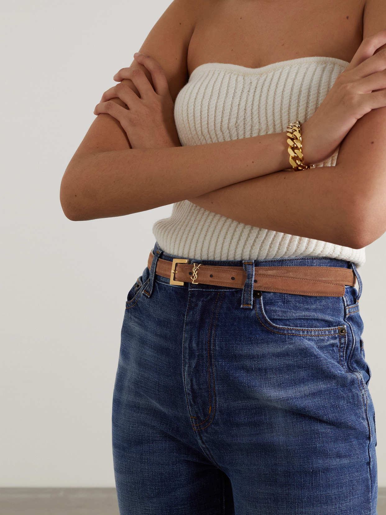 SAINT LAURENT CASSANDRE SUEDE BELT