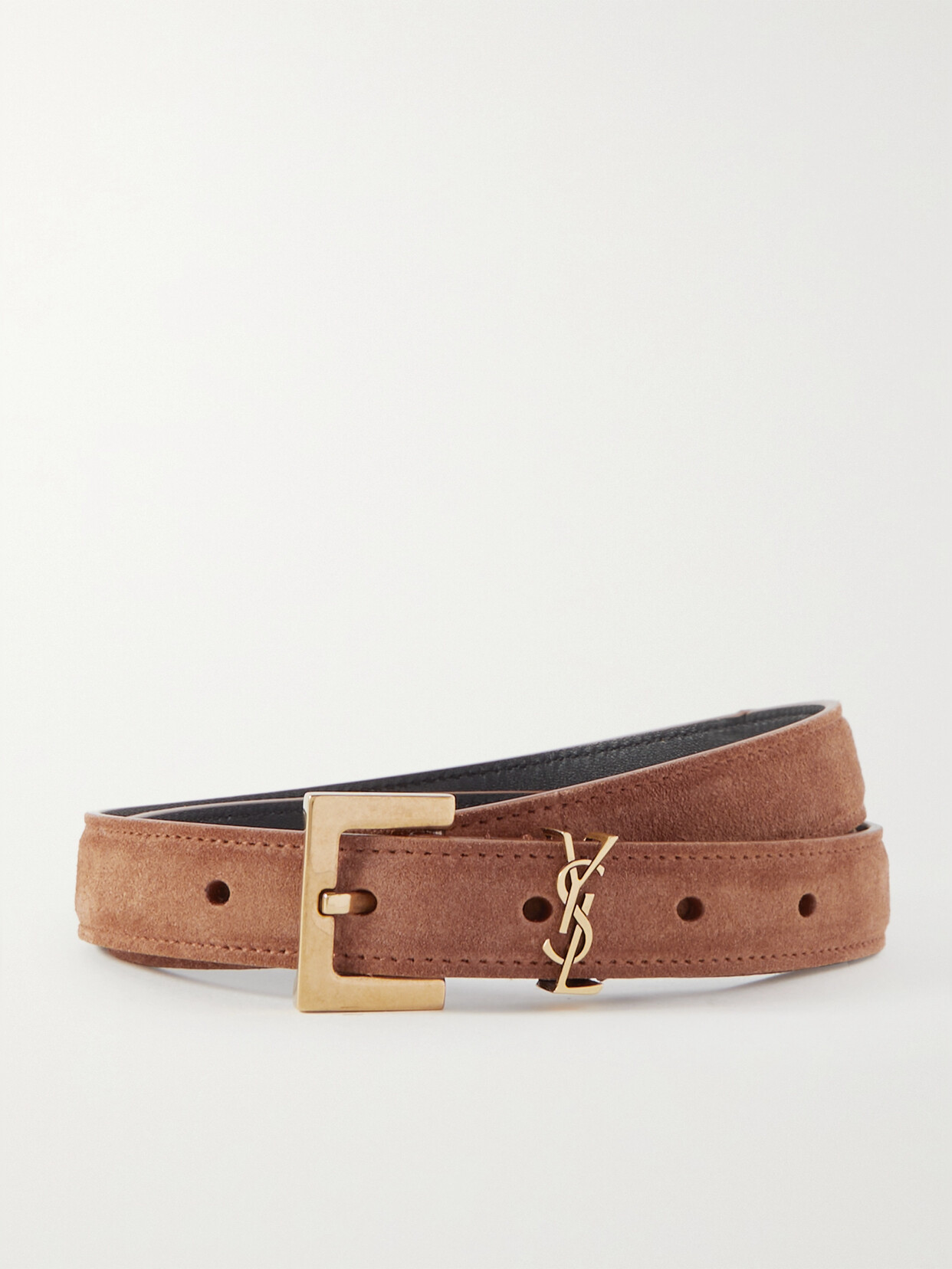 Saint Laurent Monogramme Suede Belt In Red