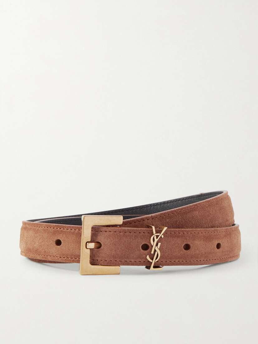 Saint Laurent Cassandre Suede Belt