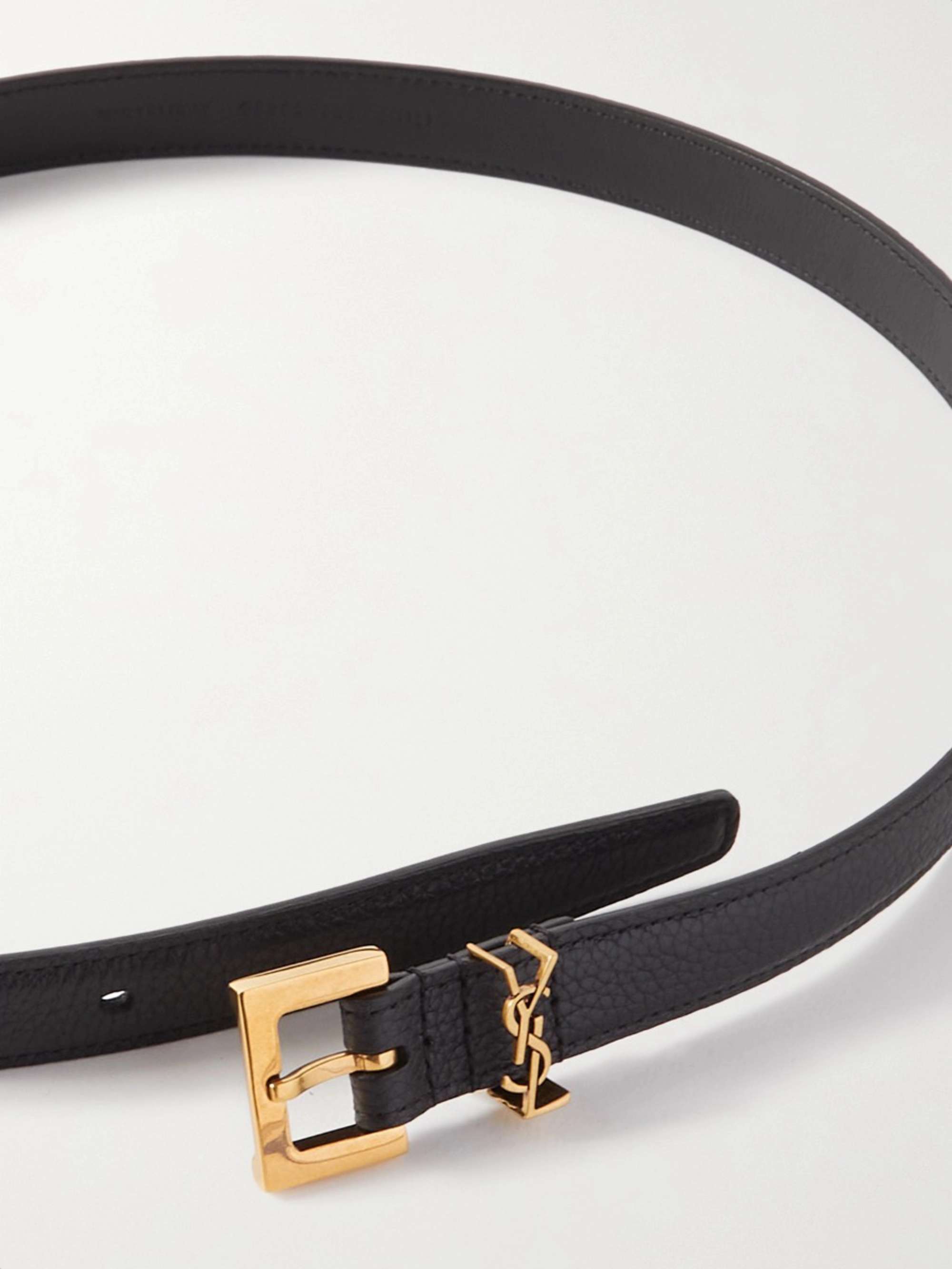 Monogramme textured-leather belt