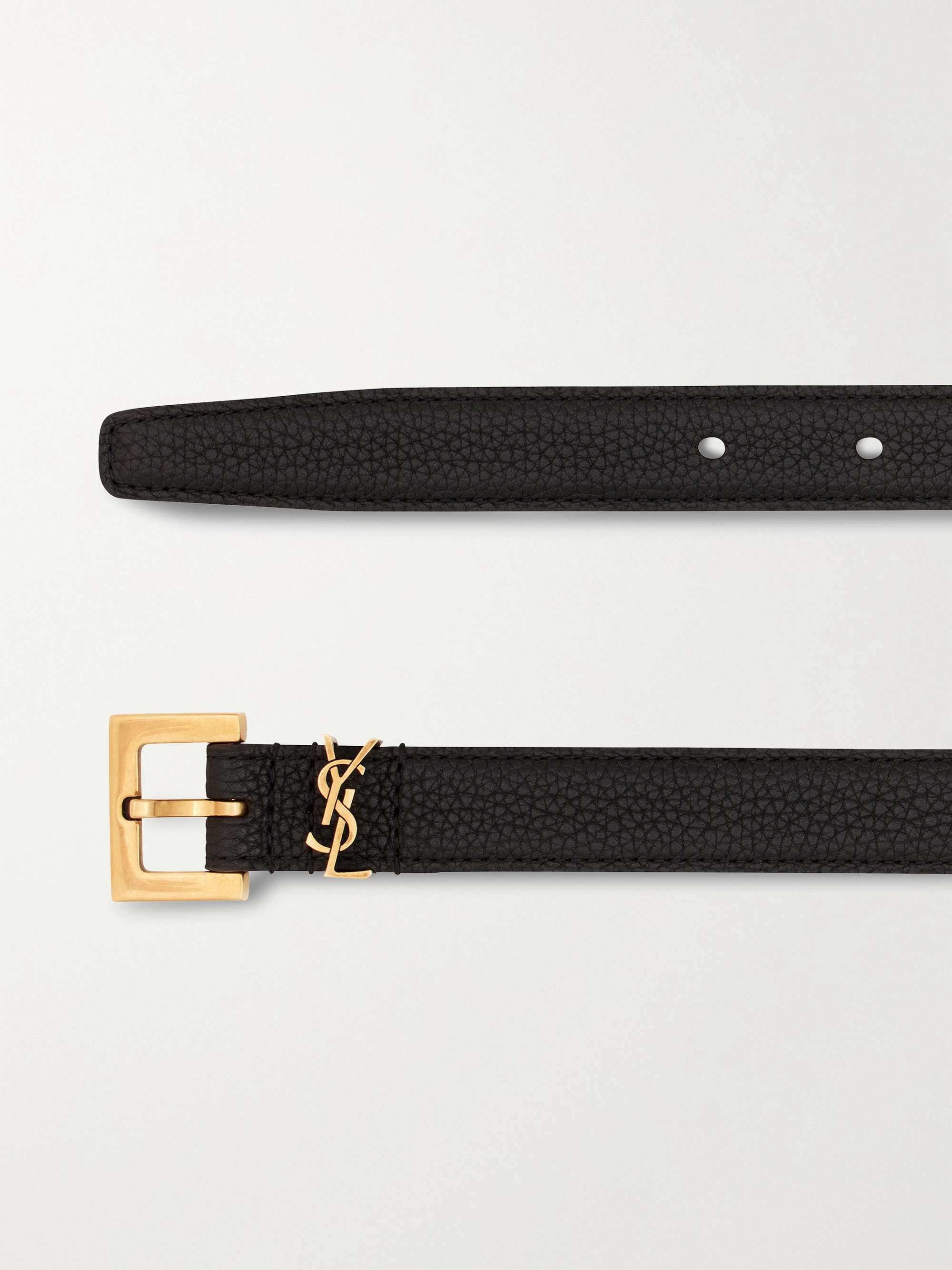 Monogramme textured-leather belt