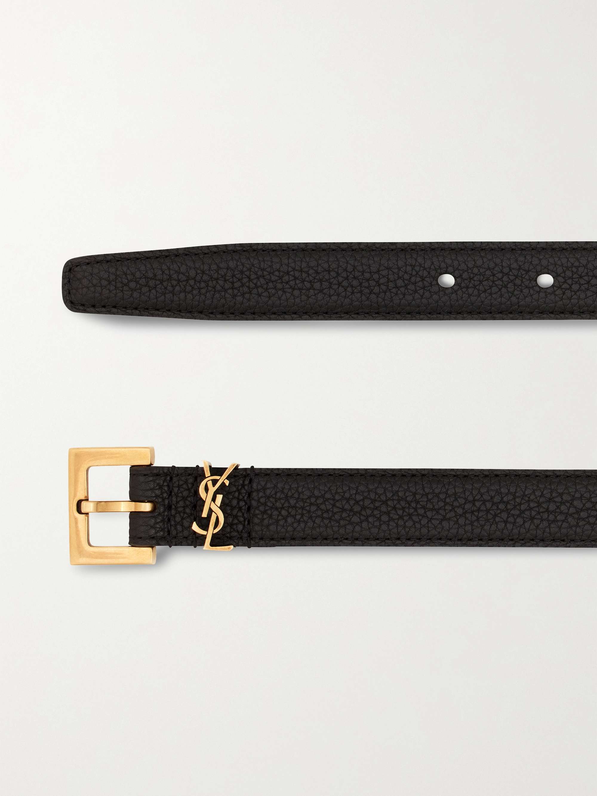 SAINT LAURENT Monogramme textured-leather belt | NET-A-PORTER