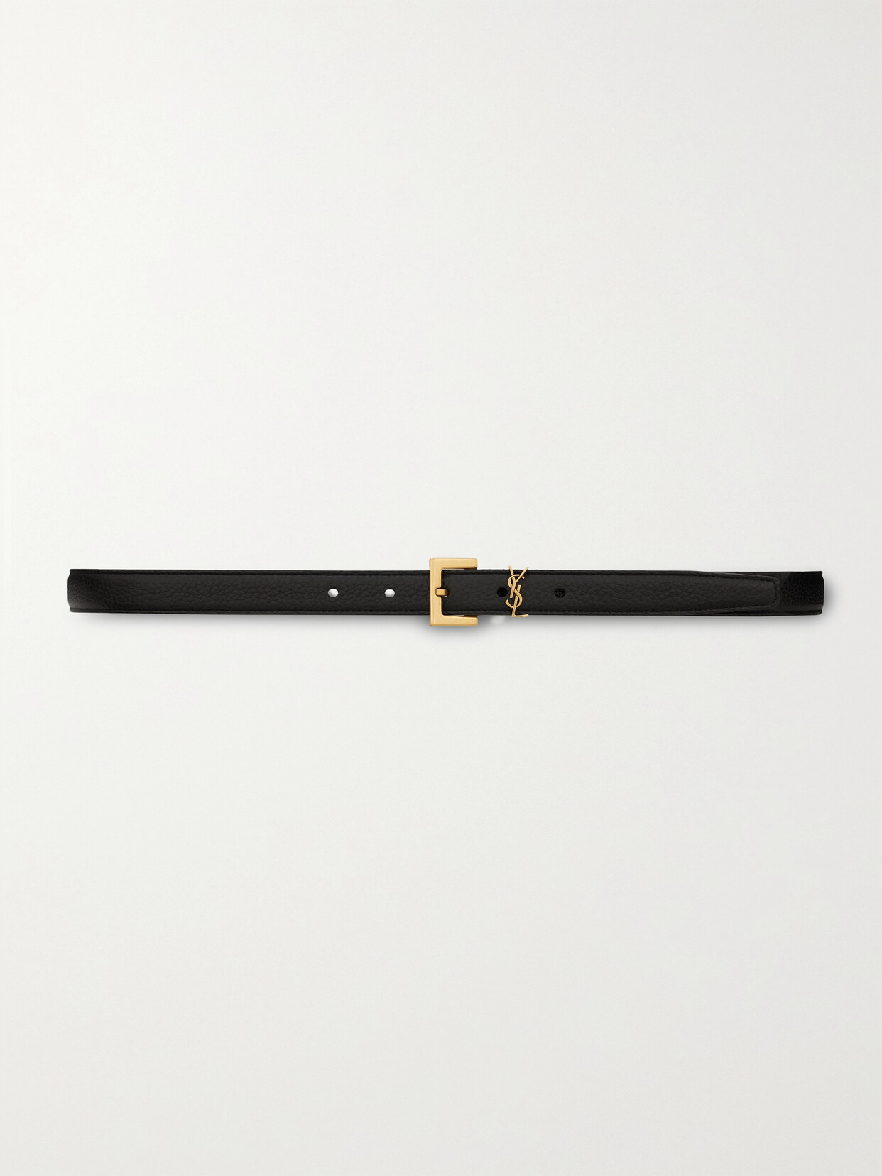 Saint Laurent Monogramme Textured-leather Belt In Black