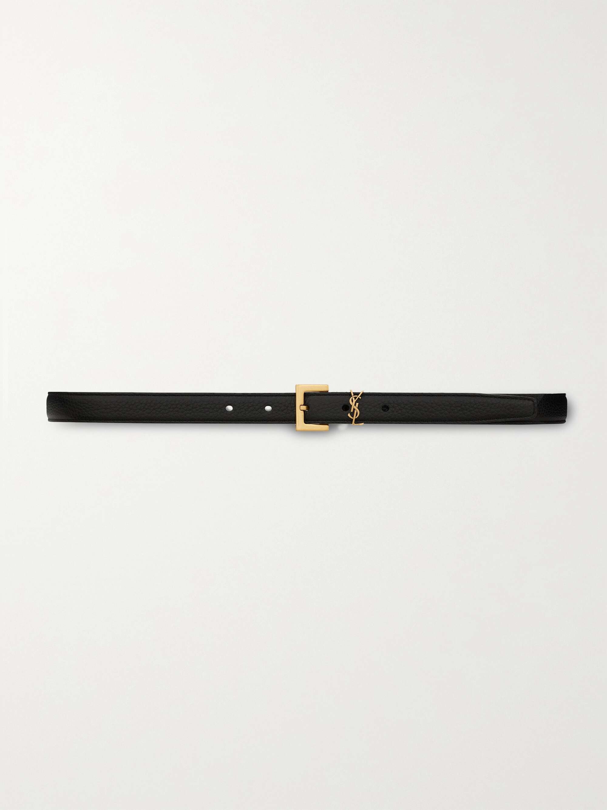 SAINT LAURENT Cassandre textured-leather belt | NET-A-PORTER