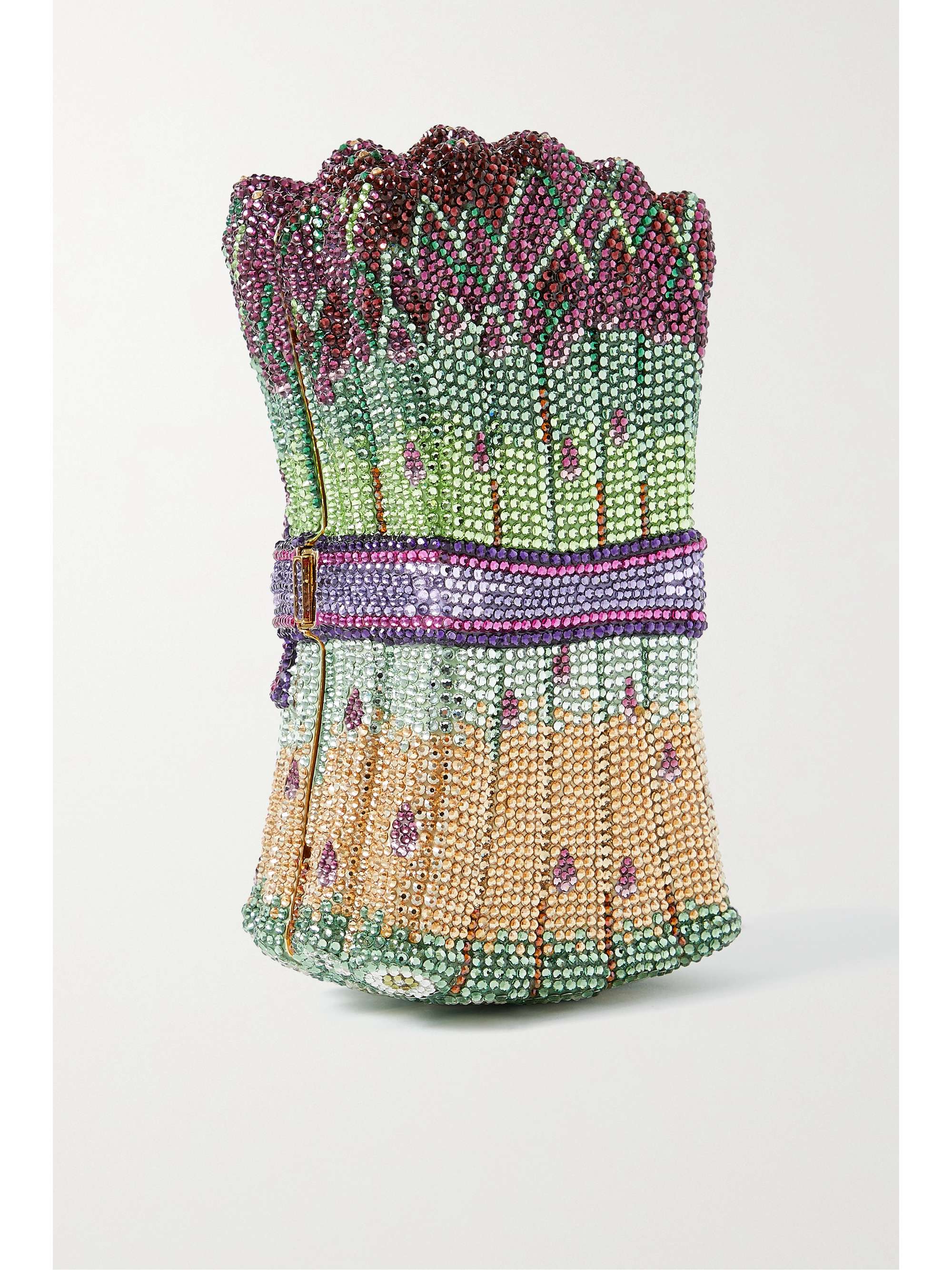 JUDITH LEIBER COUTURE Asparagus Hollandaise crystal-embellished gold-tone clutch