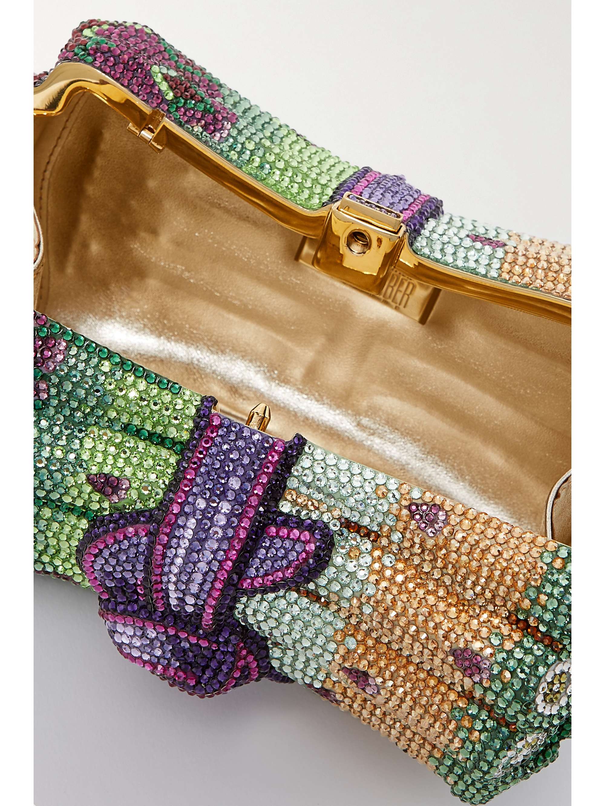 JUDITH LEIBER COUTURE Asparagus Hollandaise crystal-embellished gold-tone clutch