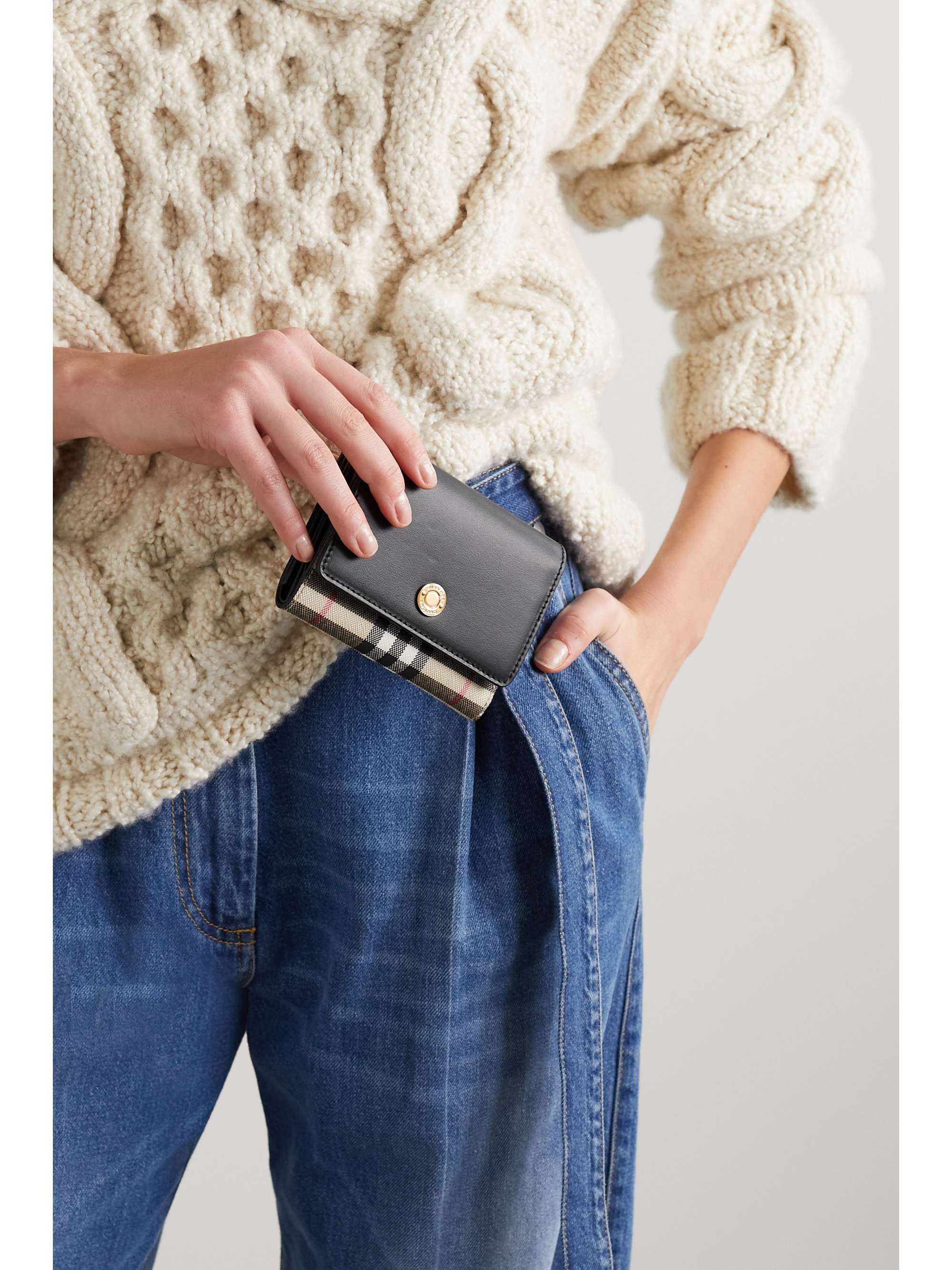 BURBERRY Checked canvas and leather wallet