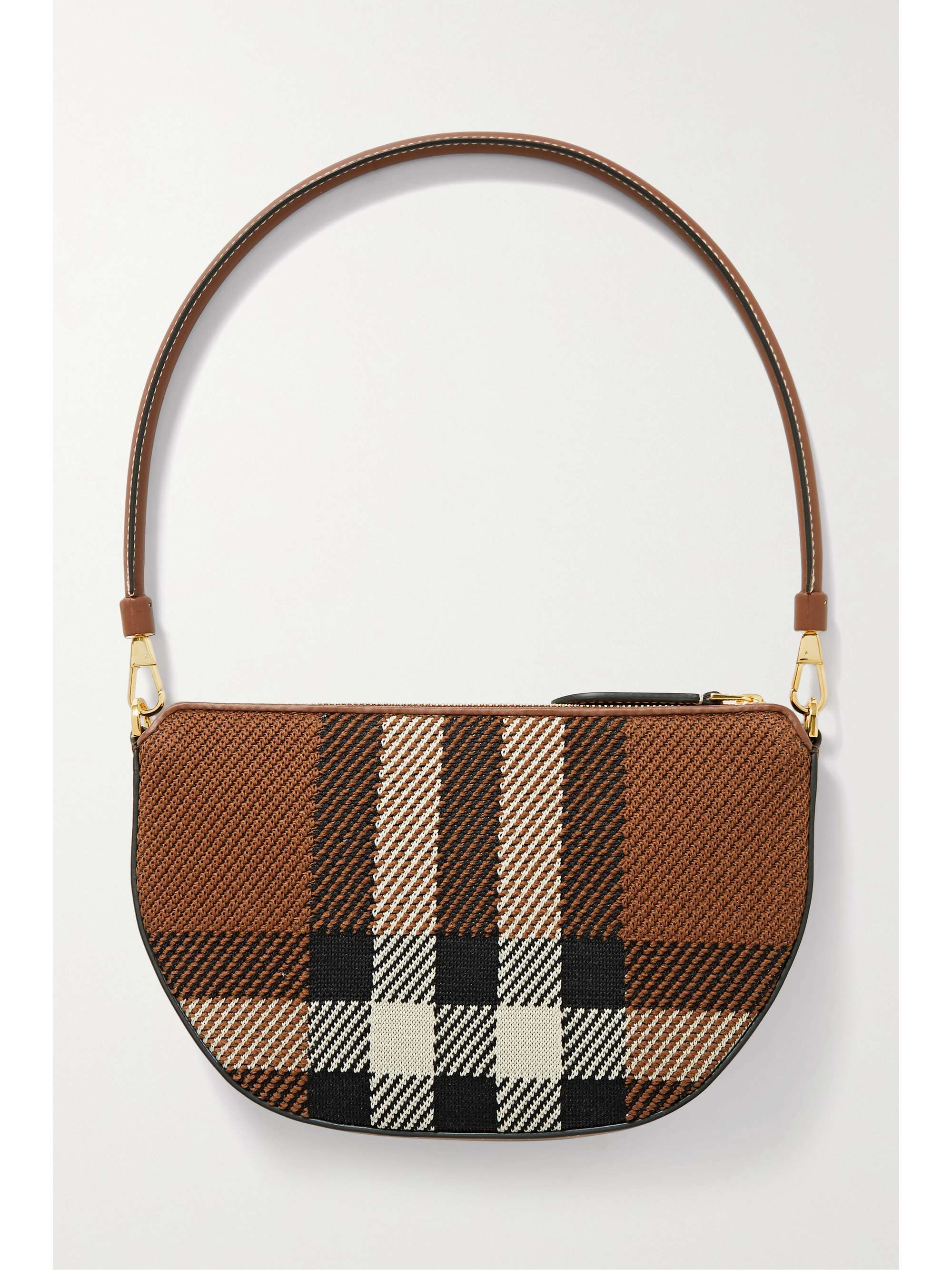 BURBERRY Leather-trimmed checked canvas shoulder bag