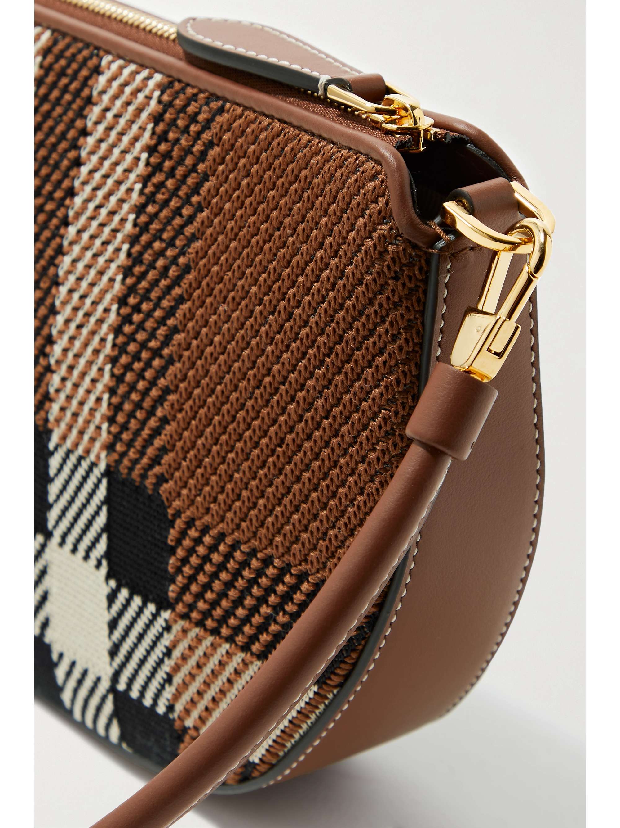 BURBERRY Leather-trimmed checked canvas shoulder bag