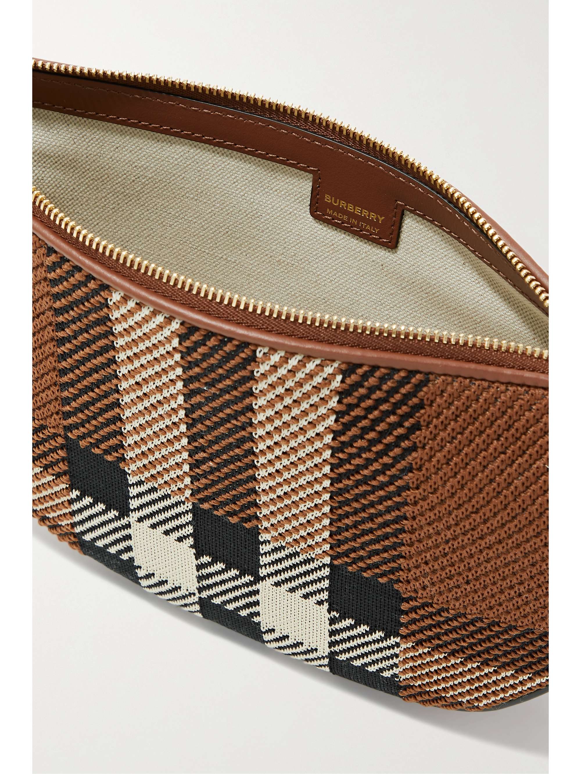 BURBERRY Leather-trimmed checked canvas shoulder bag