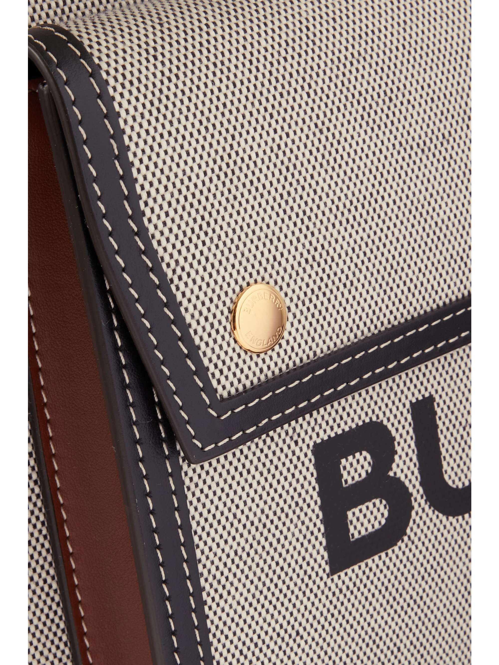 BURBERRY Medium leather-trimmed printed cotton-canvas tote