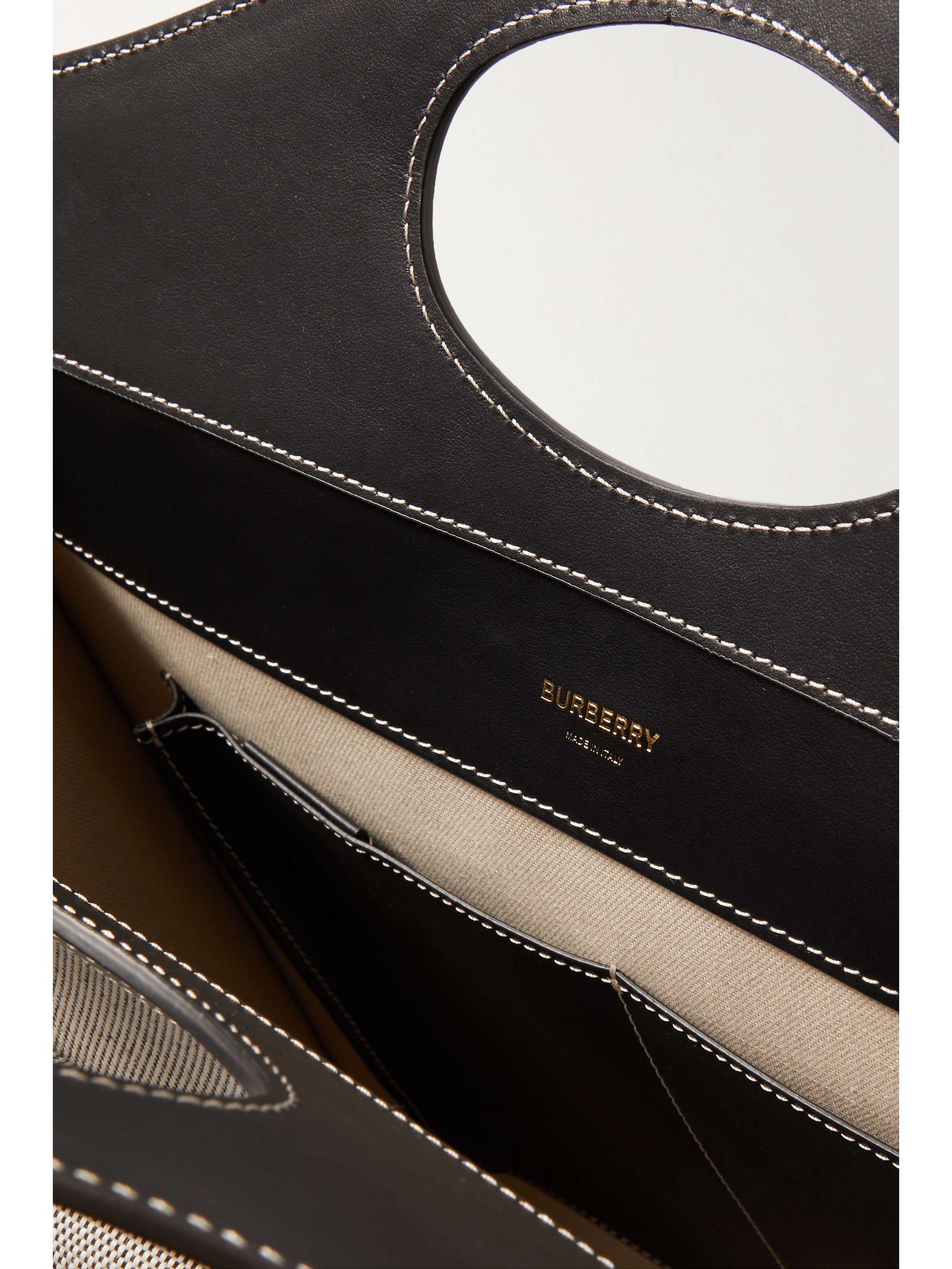 BURBERRY Medium leather-trimmed printed cotton-canvas tote