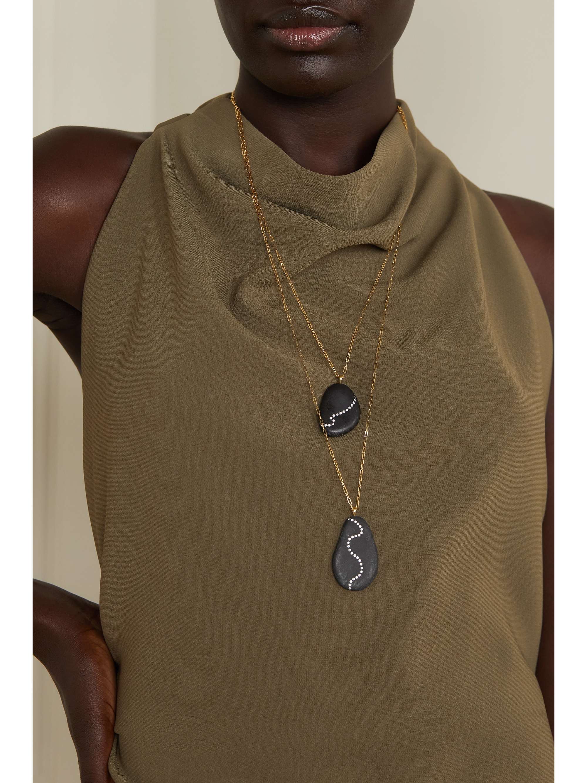 CVC STONES Empress 18-karat gold, stone and diamond necklace