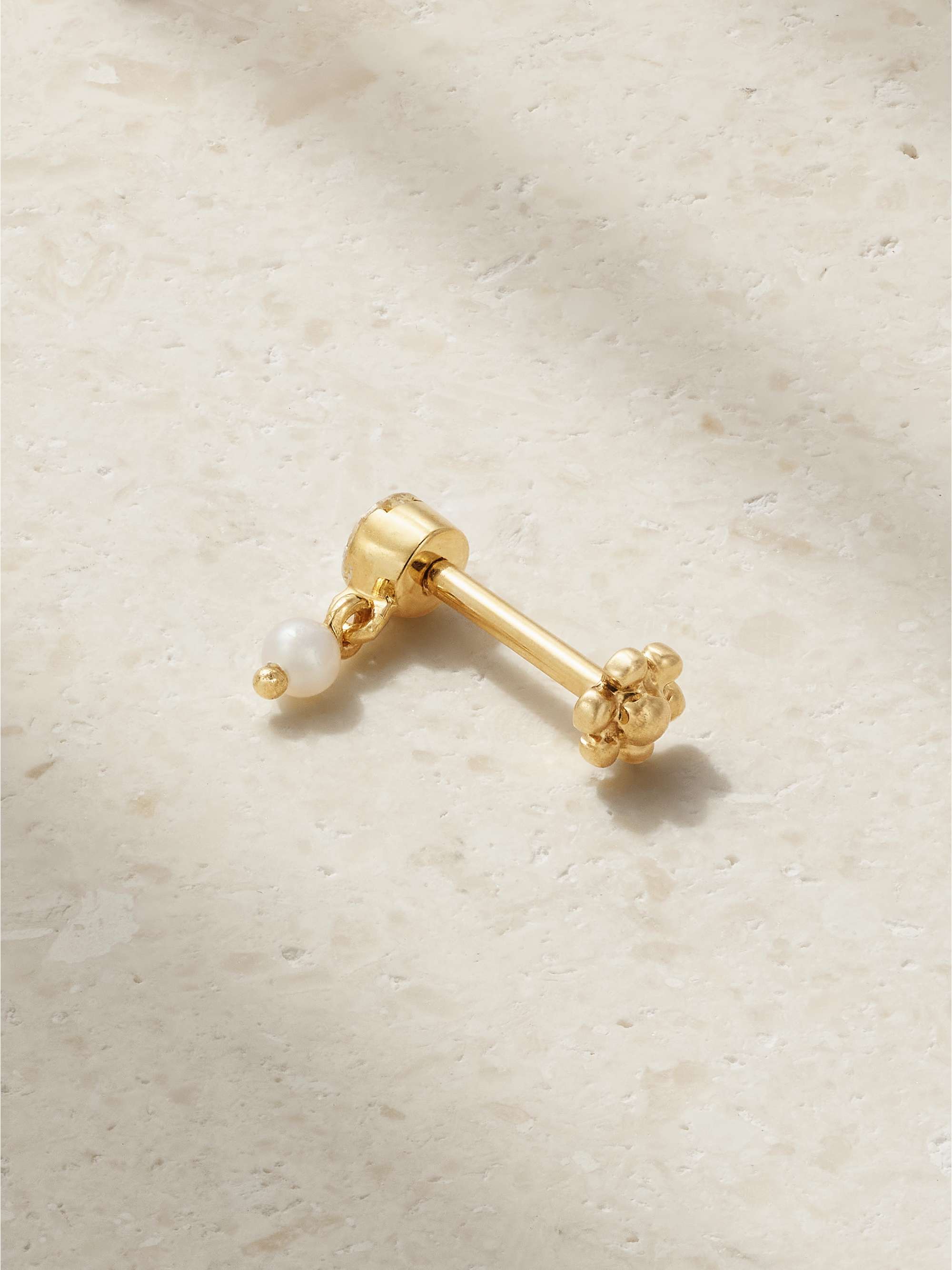 MARIA TASH Einzelner Ohrring aus 18 Karat Gold mit Diamant und Perle