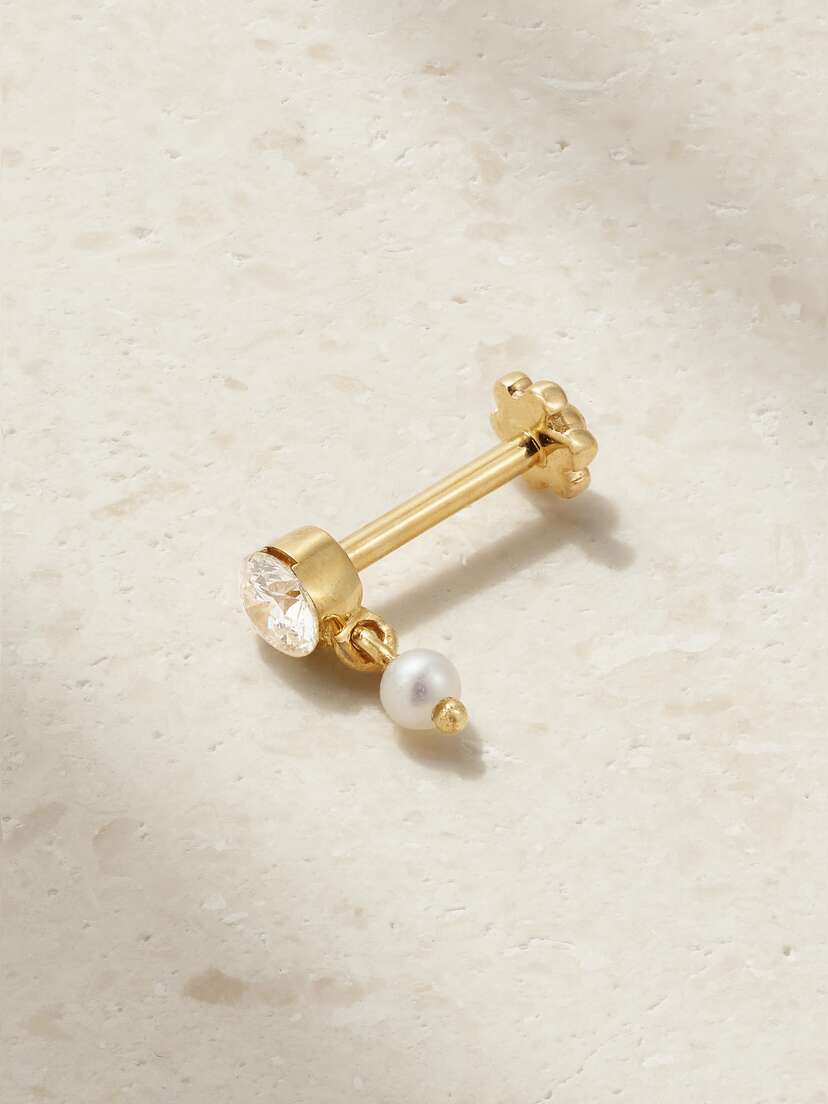 MARIA TASH 18-karat Gold, Diamond And Pearl Single Earring