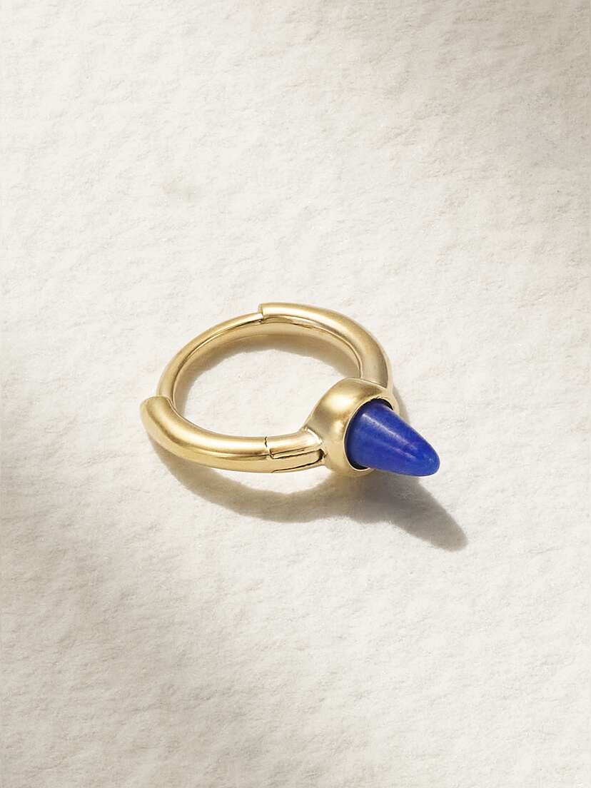 MARIA TASH 6.5mm 14-karat Gold Lapis Lazuli Single Hoop Earring