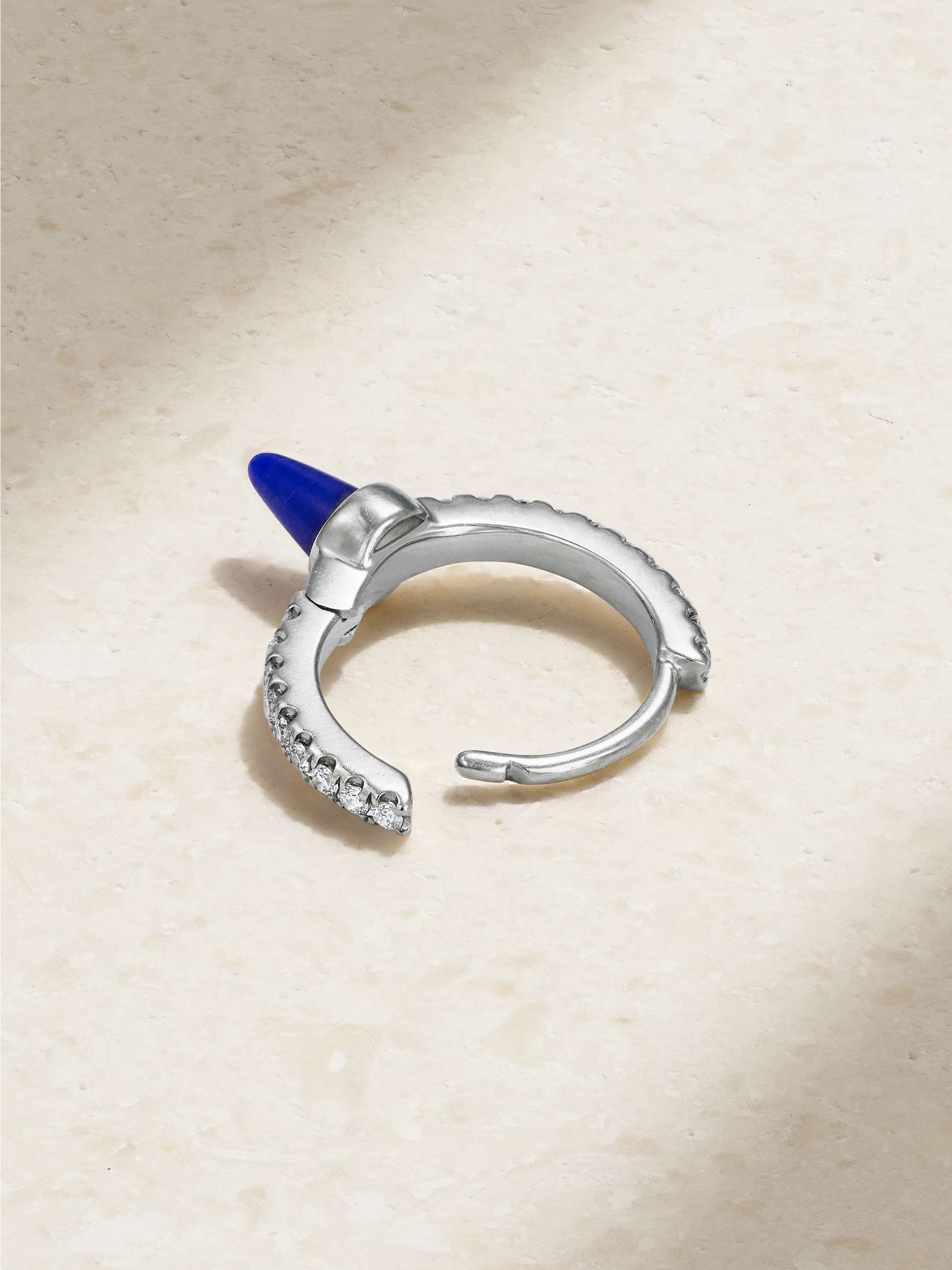 MARIA TASH 8mm 18-karat gold, tiger's eye and diamond single hoop earring