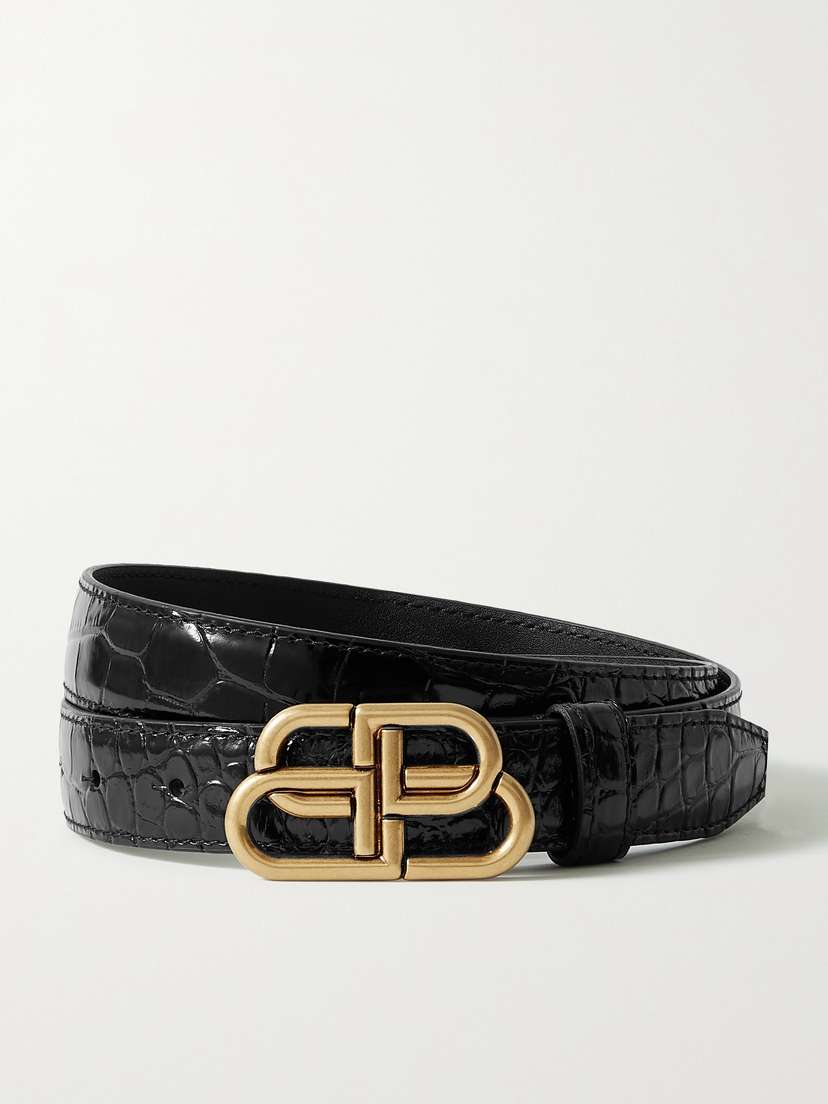 Balenciaga Bb Croc-effect Leather Waist Belt
