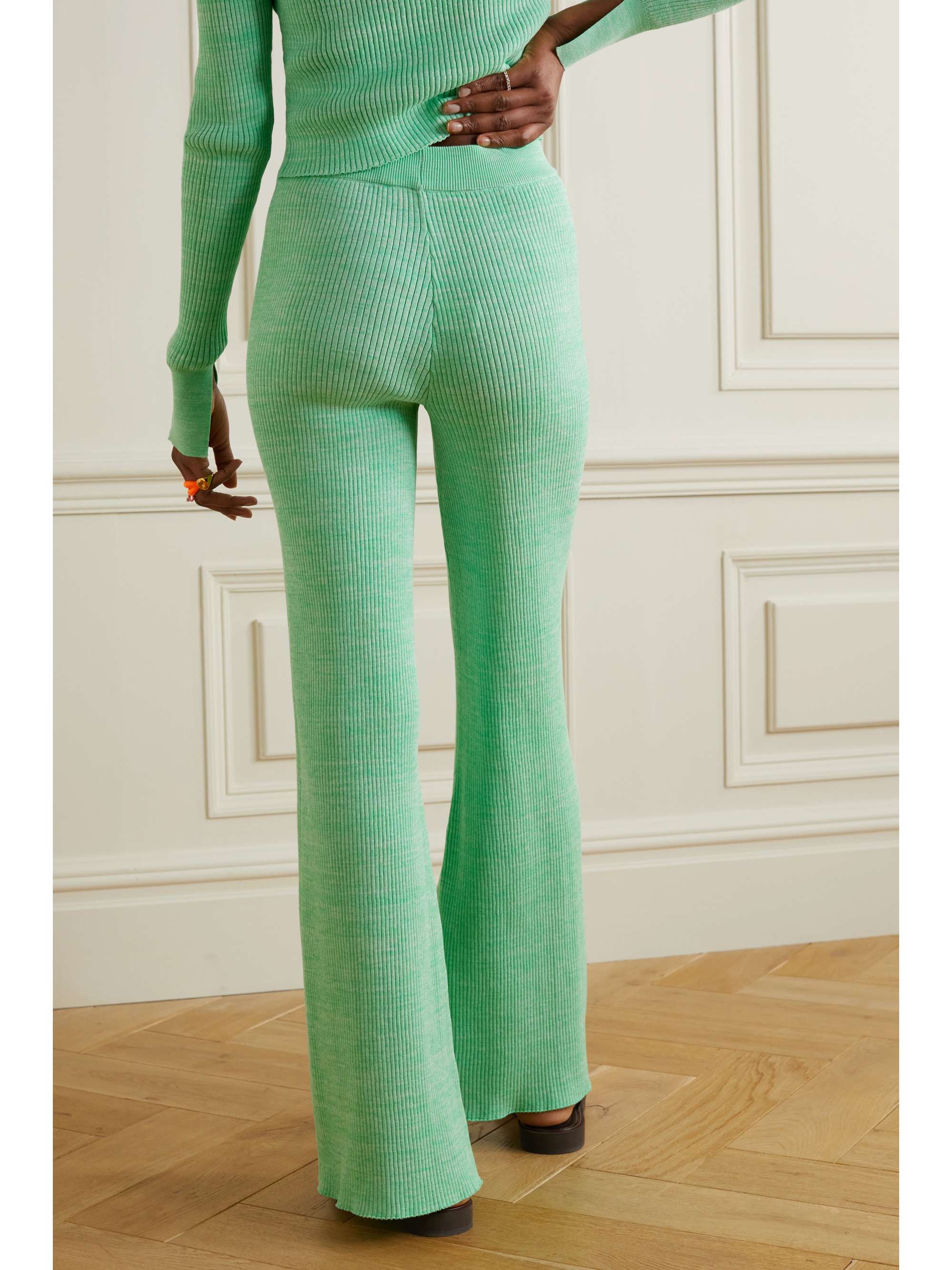 Green Solisa ribbed-knit cotton-blend 