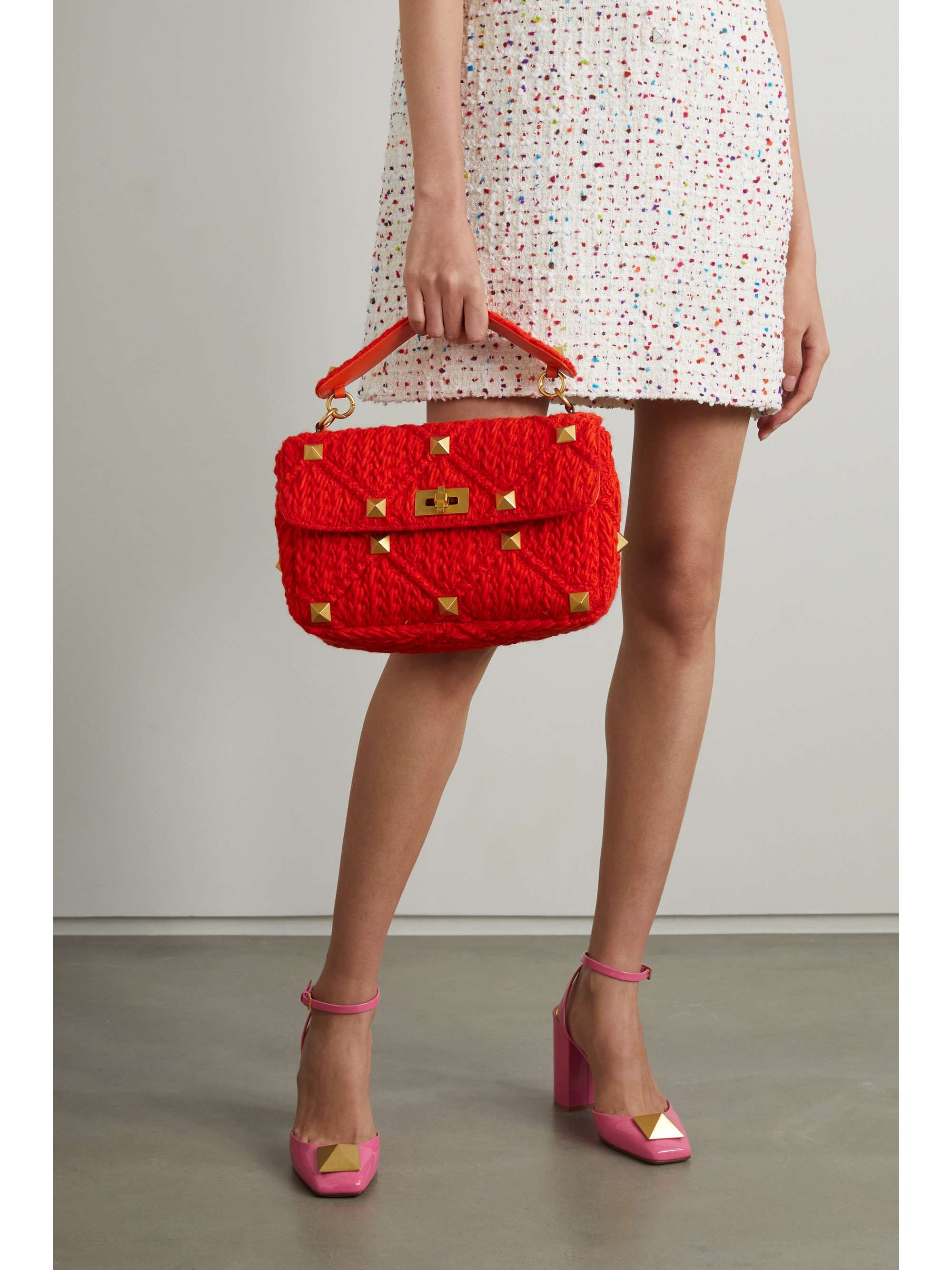VALENTINO Valentino Garavani Roman Stud large wool shoulder bag