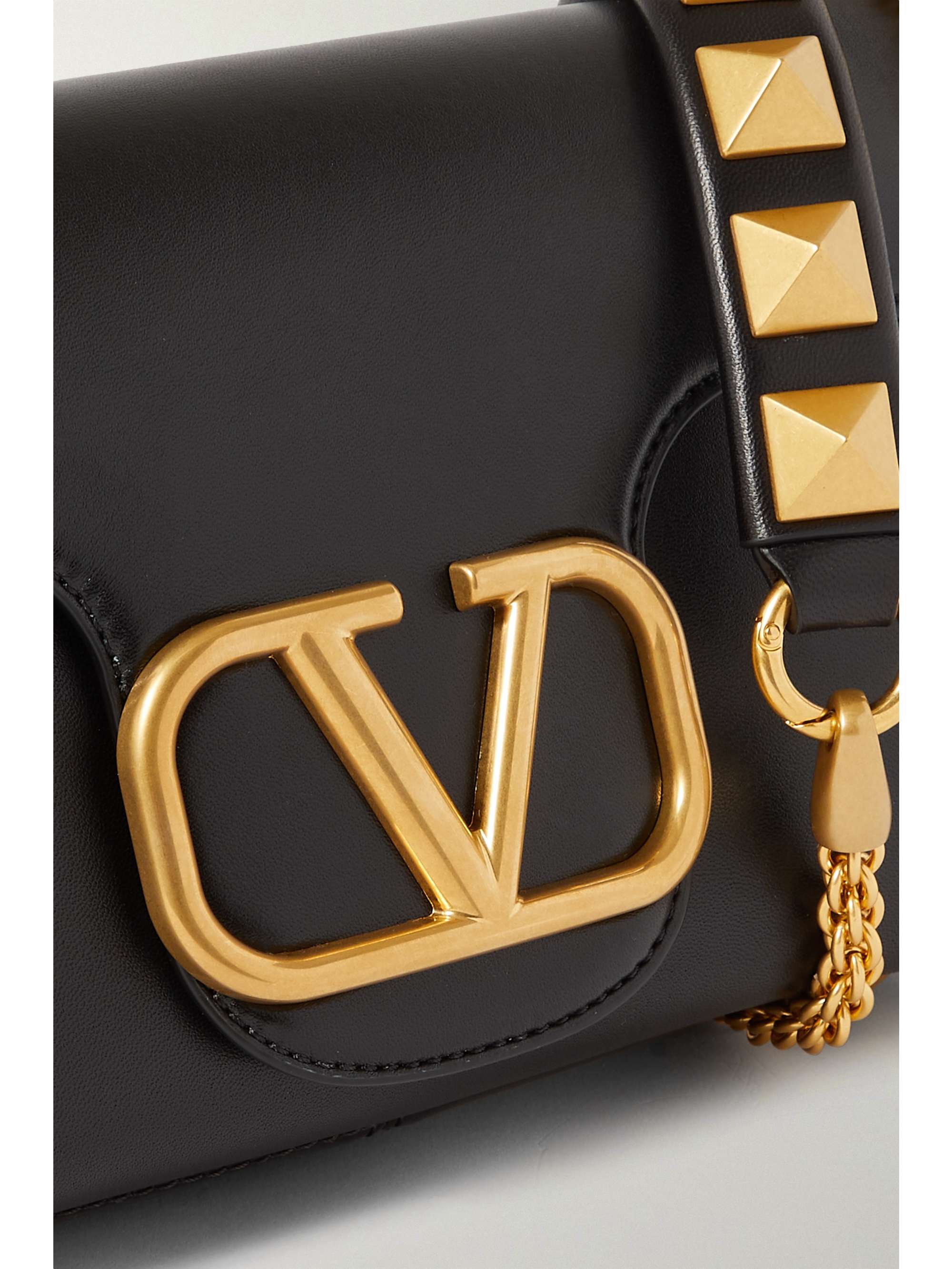 Black Valentino Garavani Stud Sign leather bag VALENTINO | NET-A-PORTER