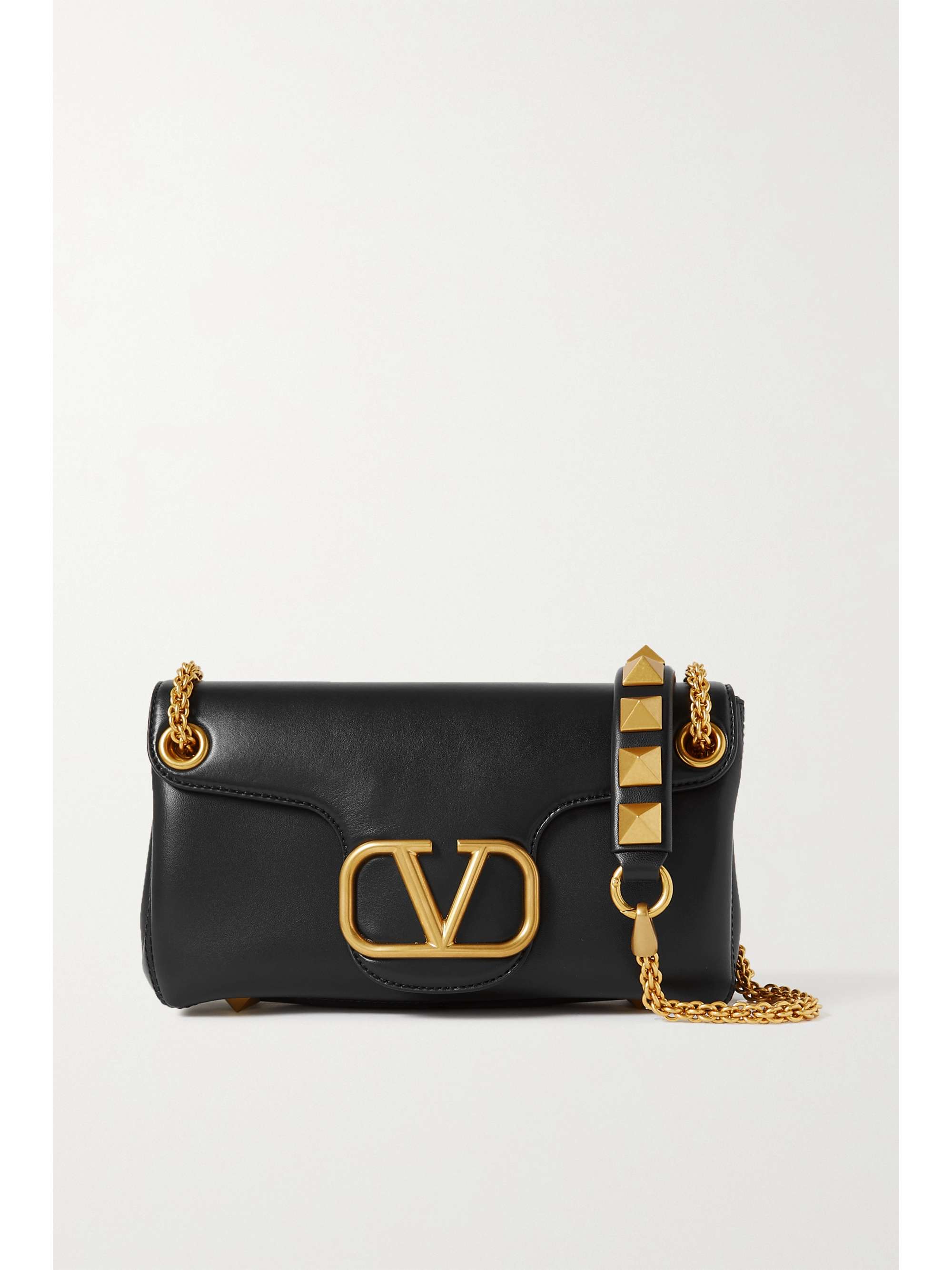 Black Valentino Garavani Stud Sign leather bag VALENTINO | NET-A-PORTER