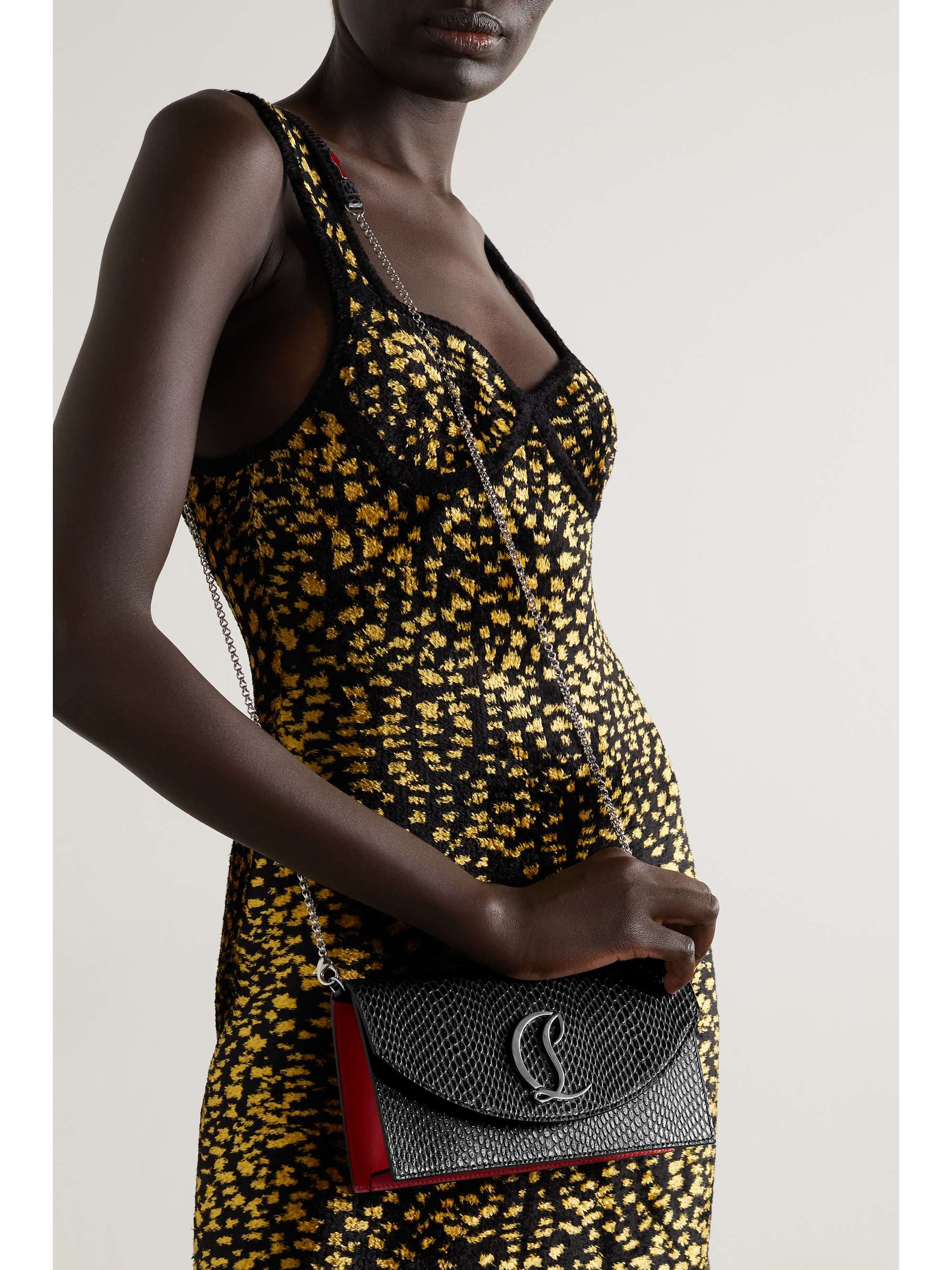 CHRISTIAN LOUBOUTIN Loubi54 snake-effect leather clutch