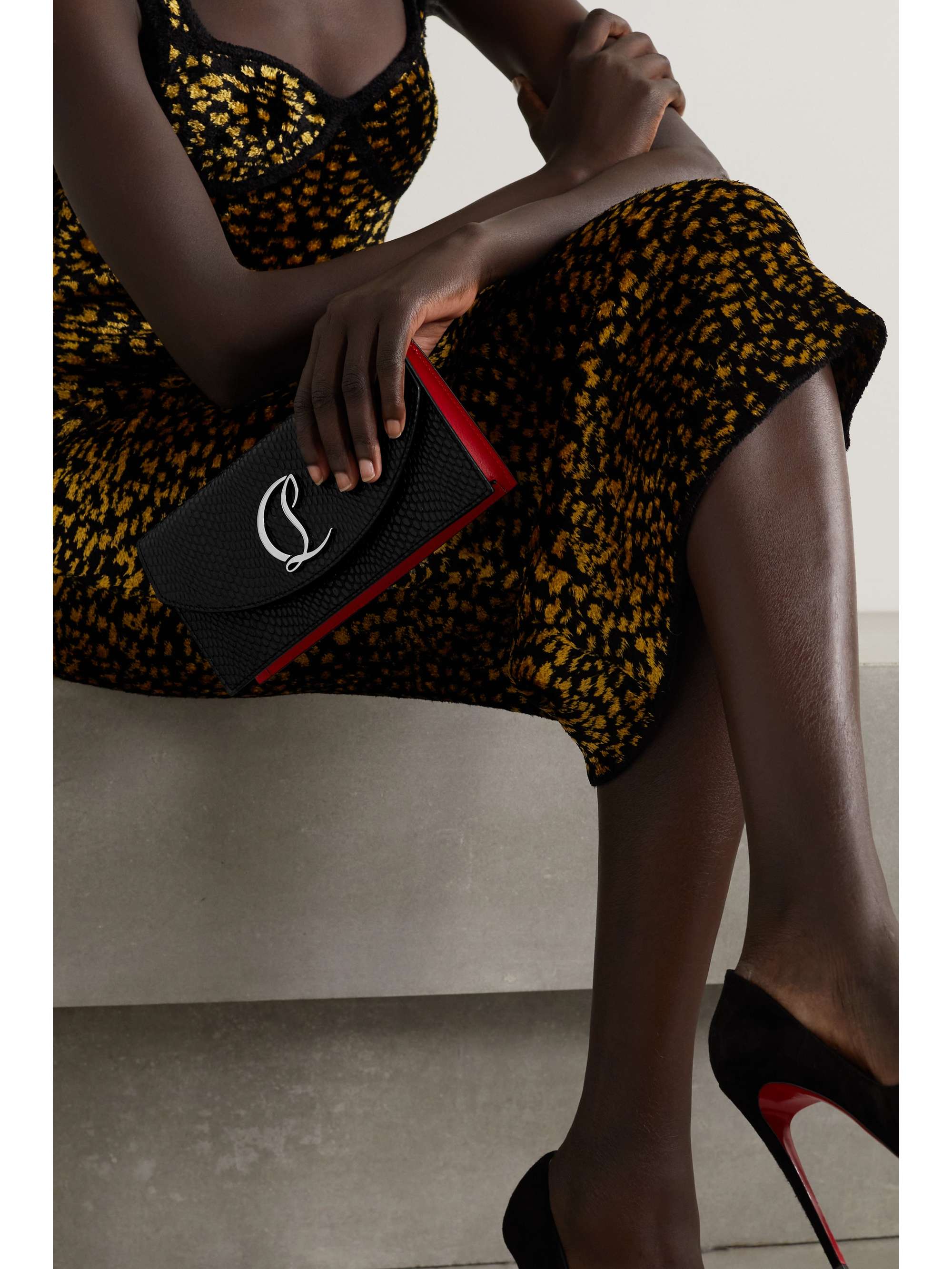 CHRISTIAN LOUBOUTIN Loubi54 snake-effect leather clutch