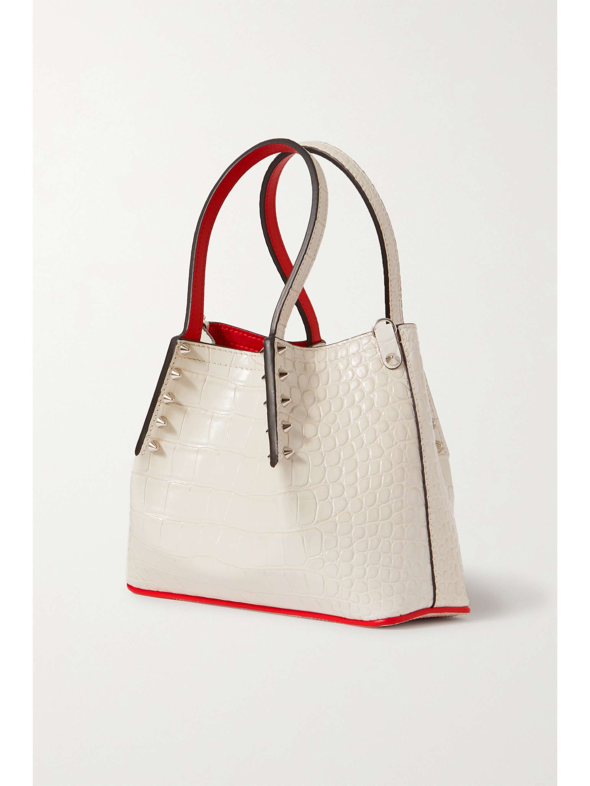CHRISTIAN LOUBOUTIN Cabarock mini spiked croc-effect glossed-leather tote
