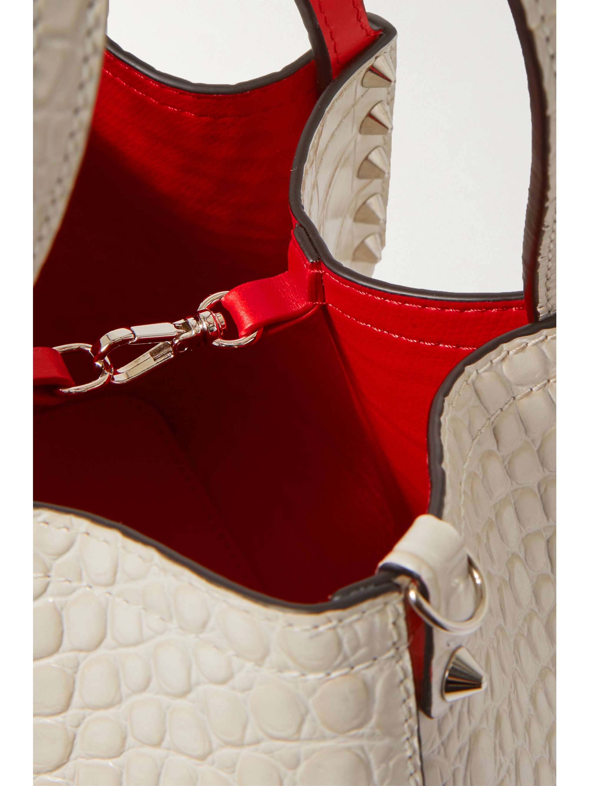 CHRISTIAN LOUBOUTIN Cabarock mini spiked croc-effect glossed-leather tote