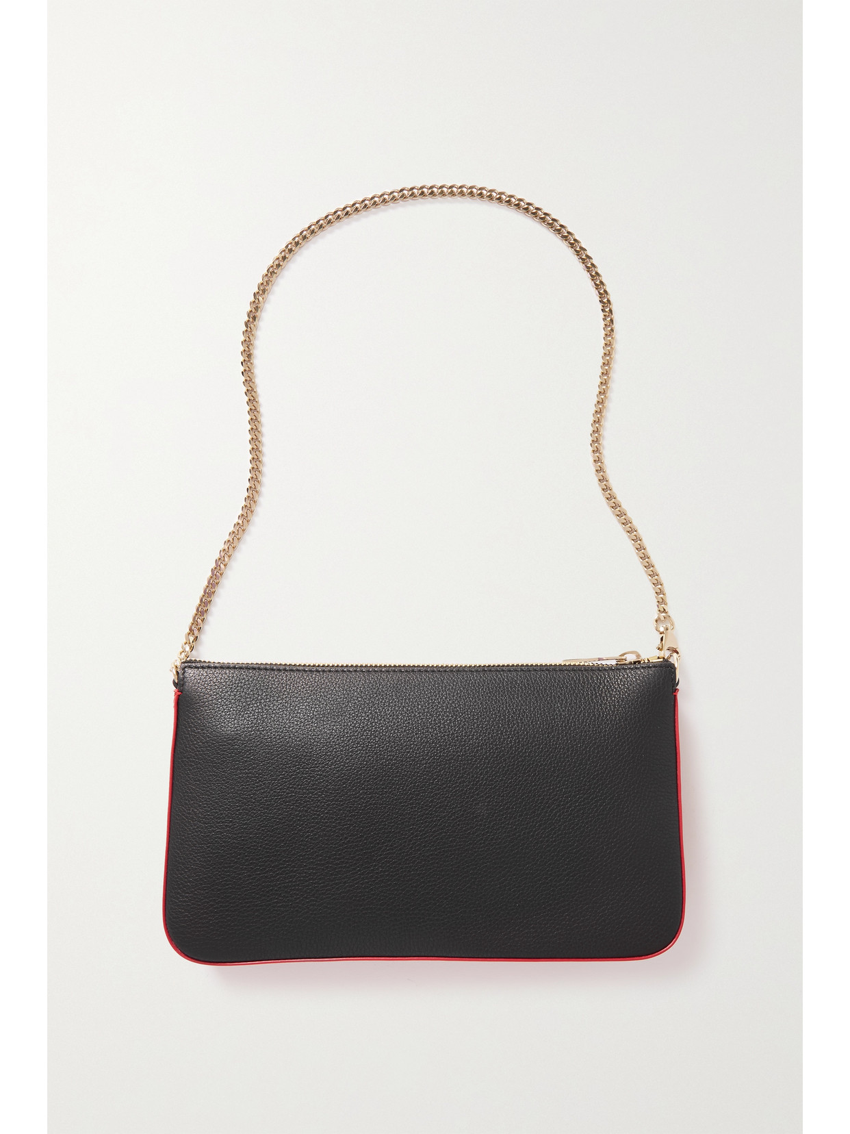 Shop Christian Louboutin Loubila Rubber-trimmed Textured-leather Shoulder Bag In Black