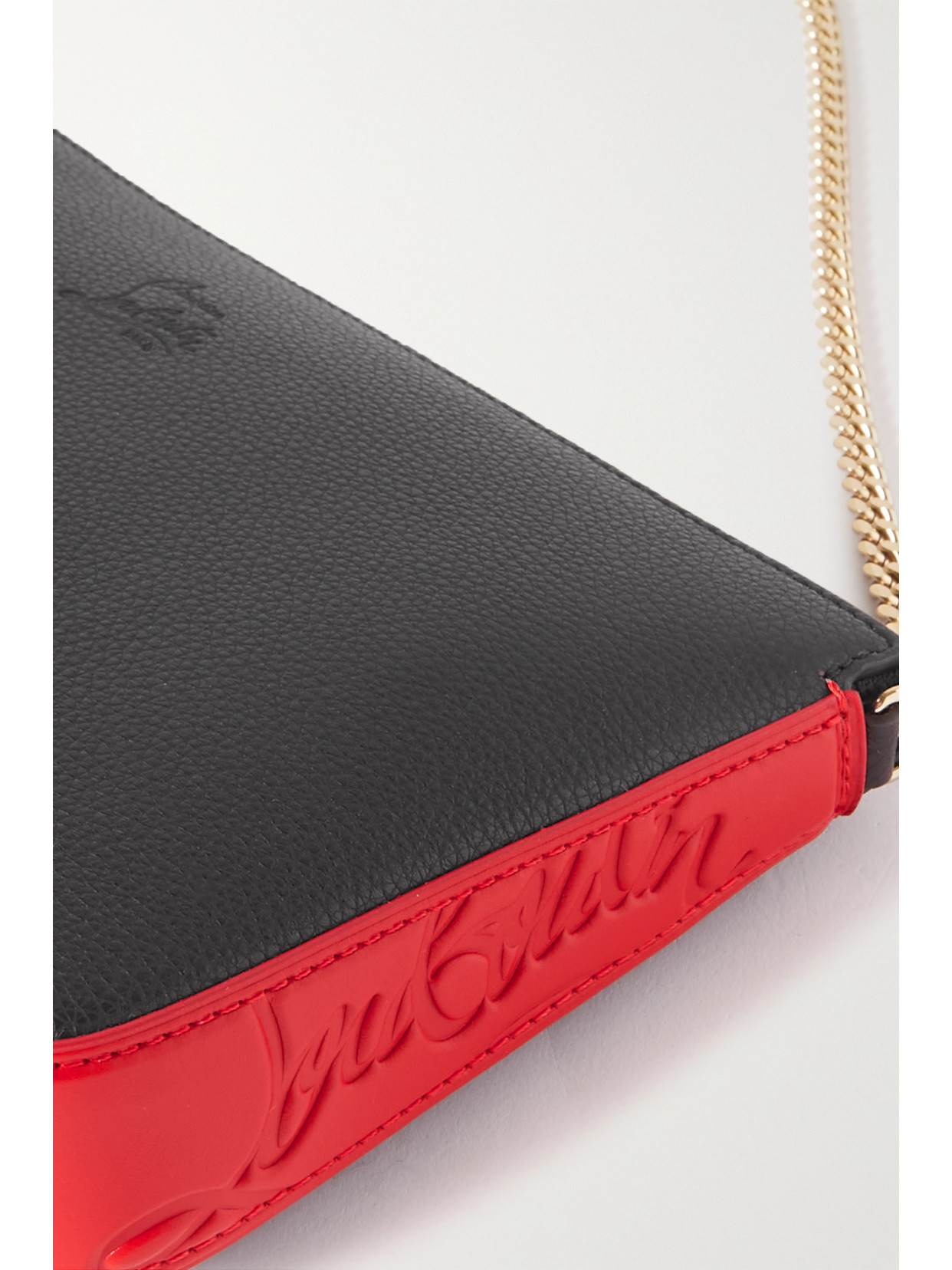 Shop Christian Louboutin Loubila Rubber-trimmed Textured-leather Shoulder Bag In Black