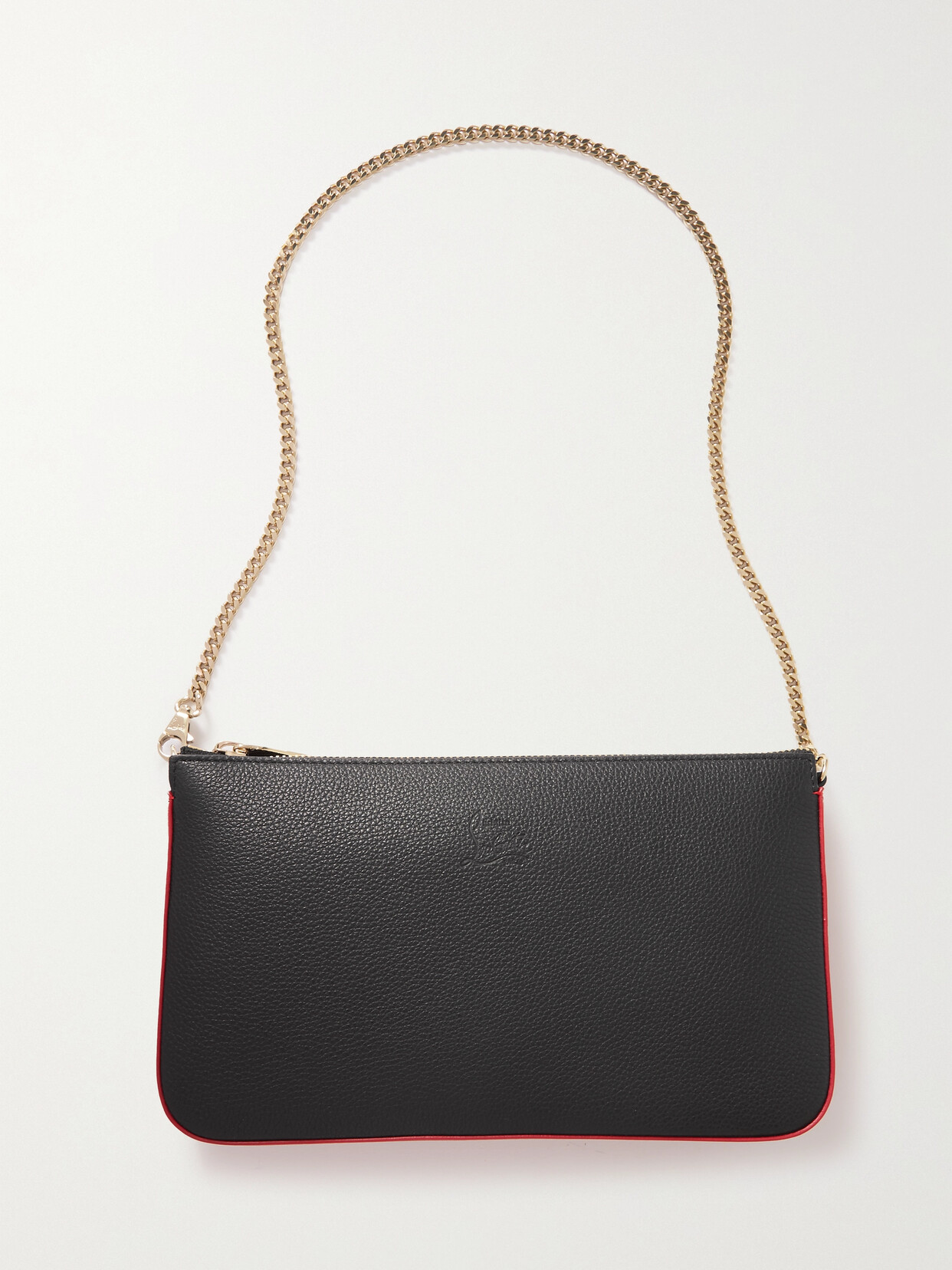 Christian Louboutin Loubila Rubber-trimmed Textured-leather Shoulder Bag In Black