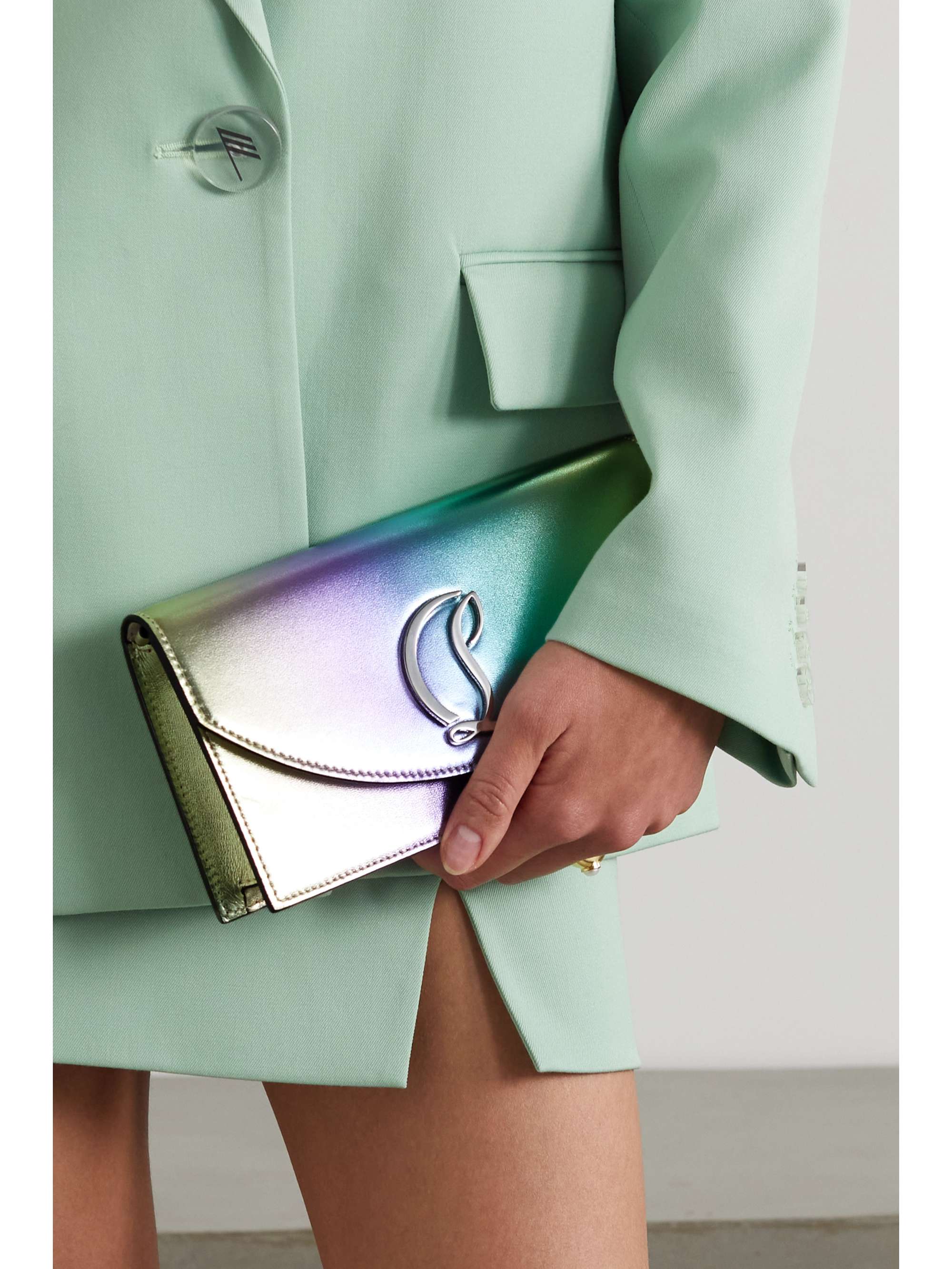 louboutin silver clutch
