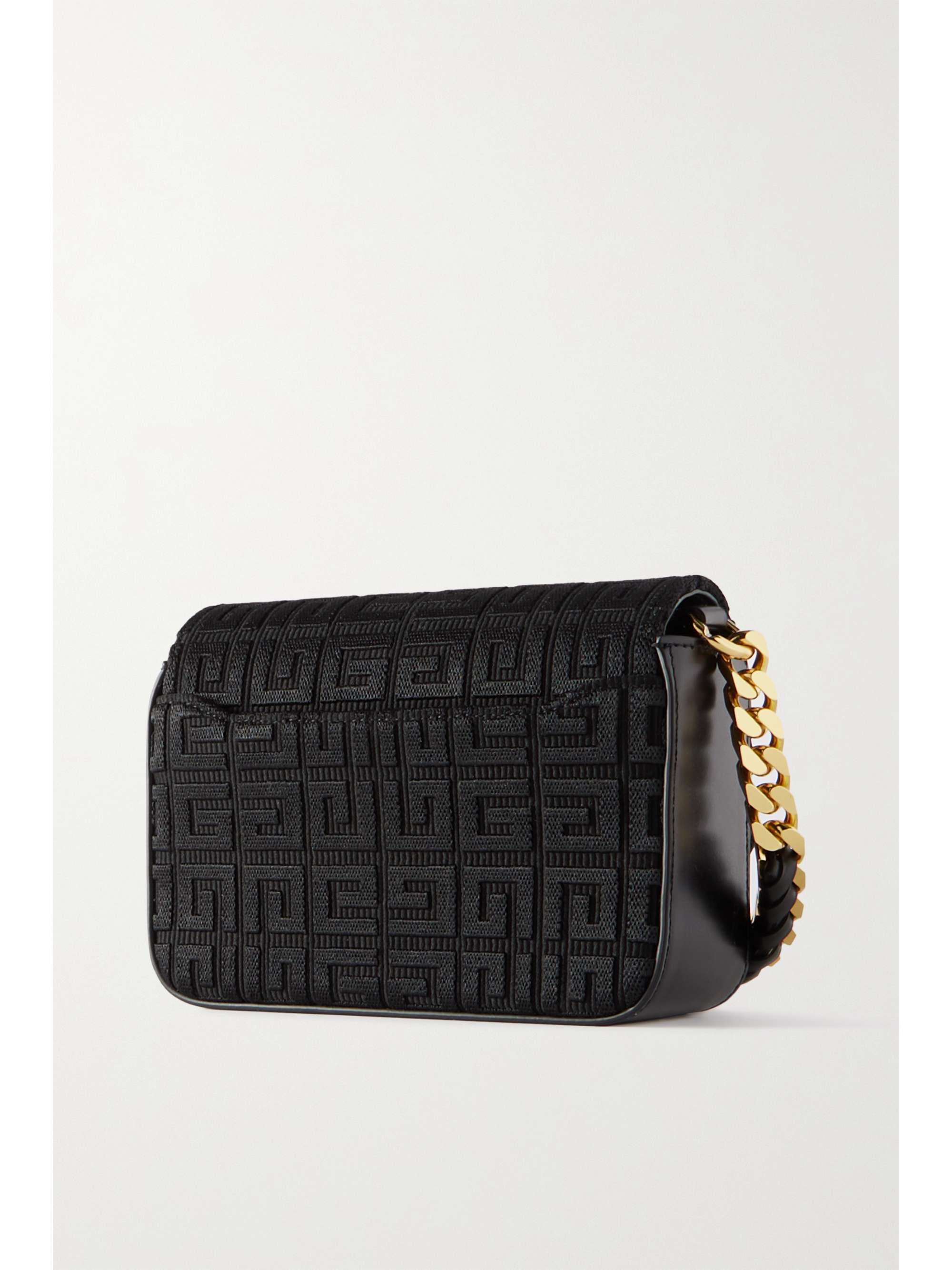 GIVENCHY 4G small embroidered canvas-paneled leather shoulder bag