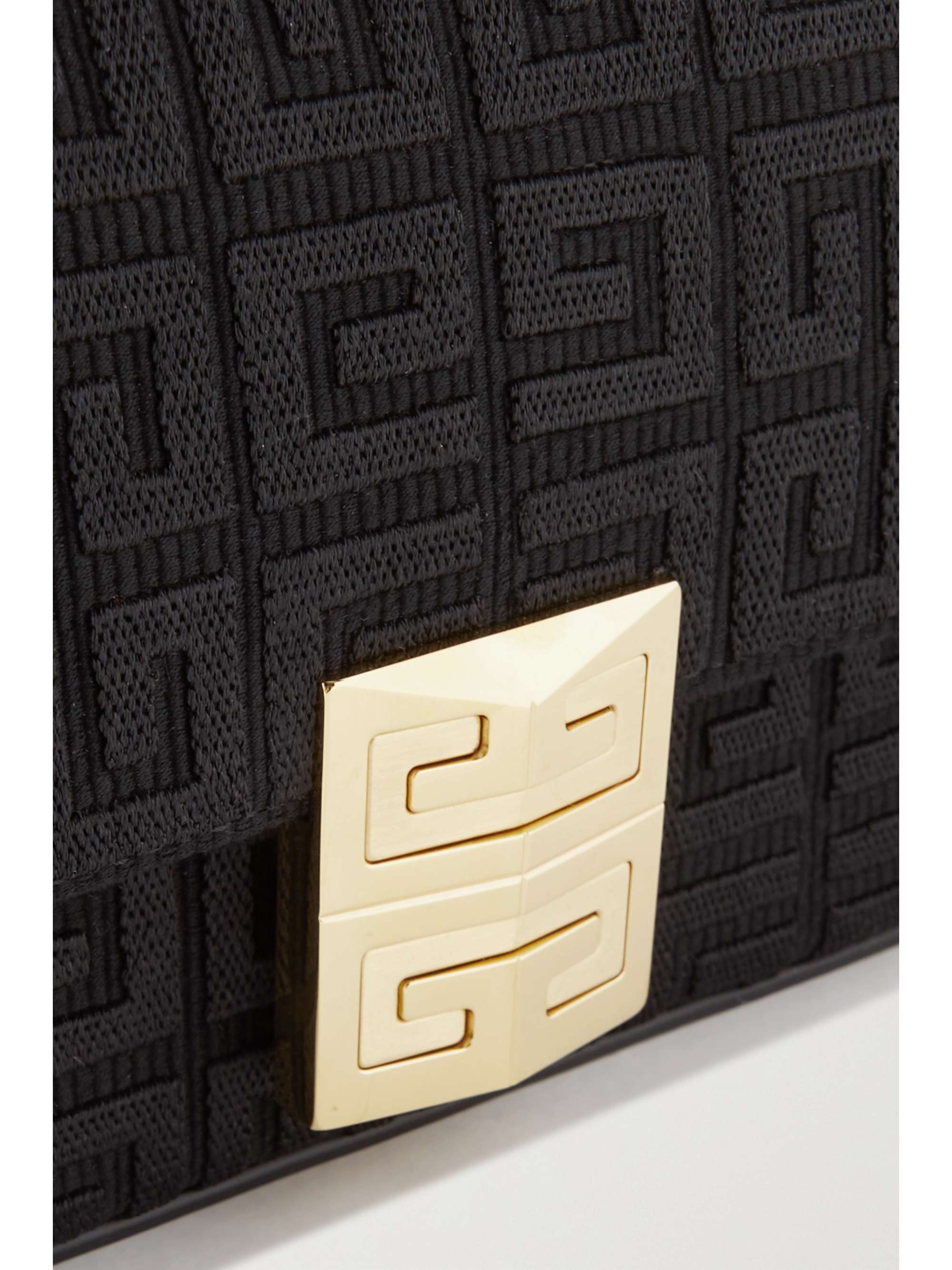 GIVENCHY 4G small embroidered canvas-paneled leather shoulder bag