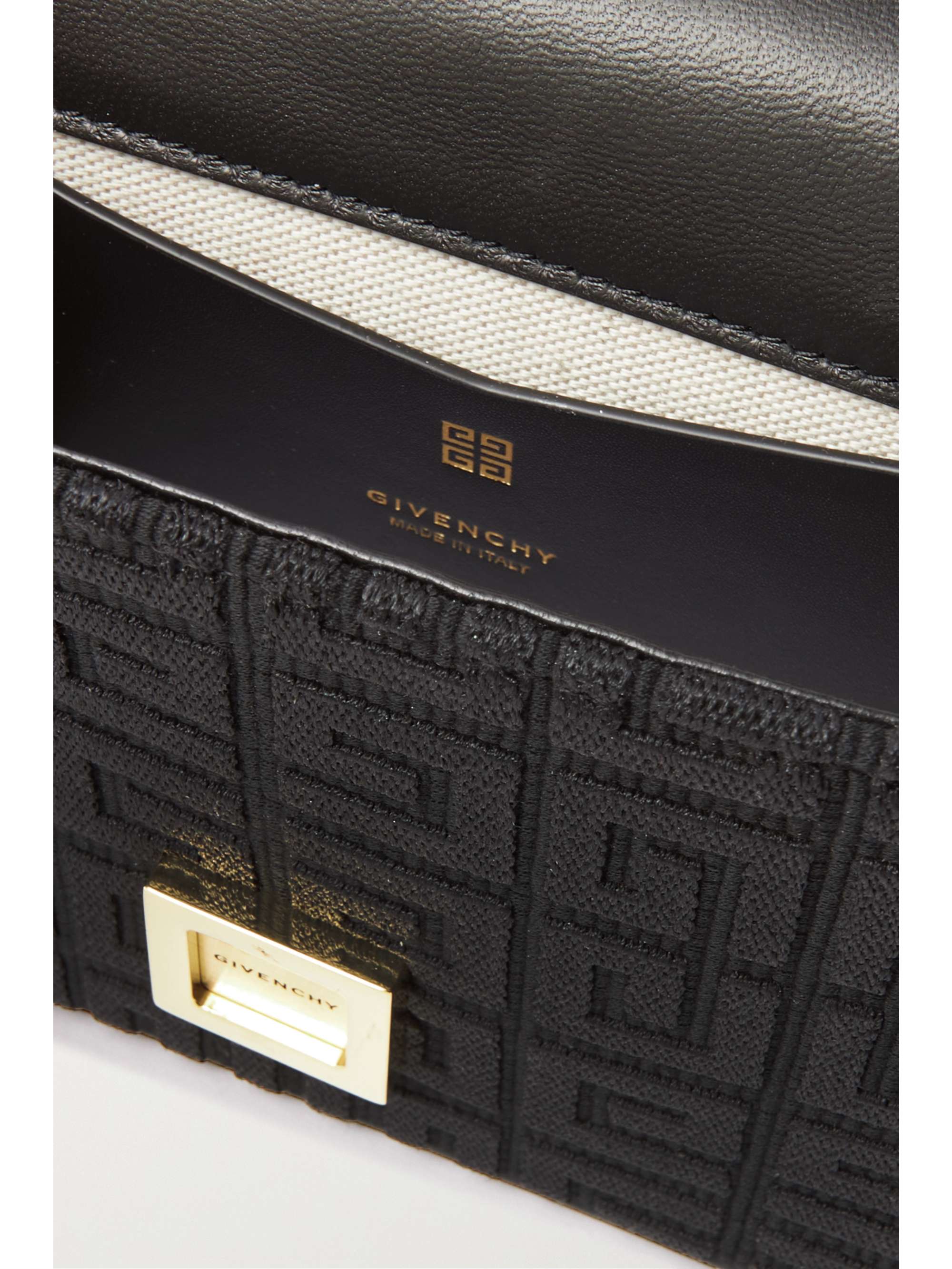 GIVENCHY 4G small embroidered canvas-paneled leather shoulder bag