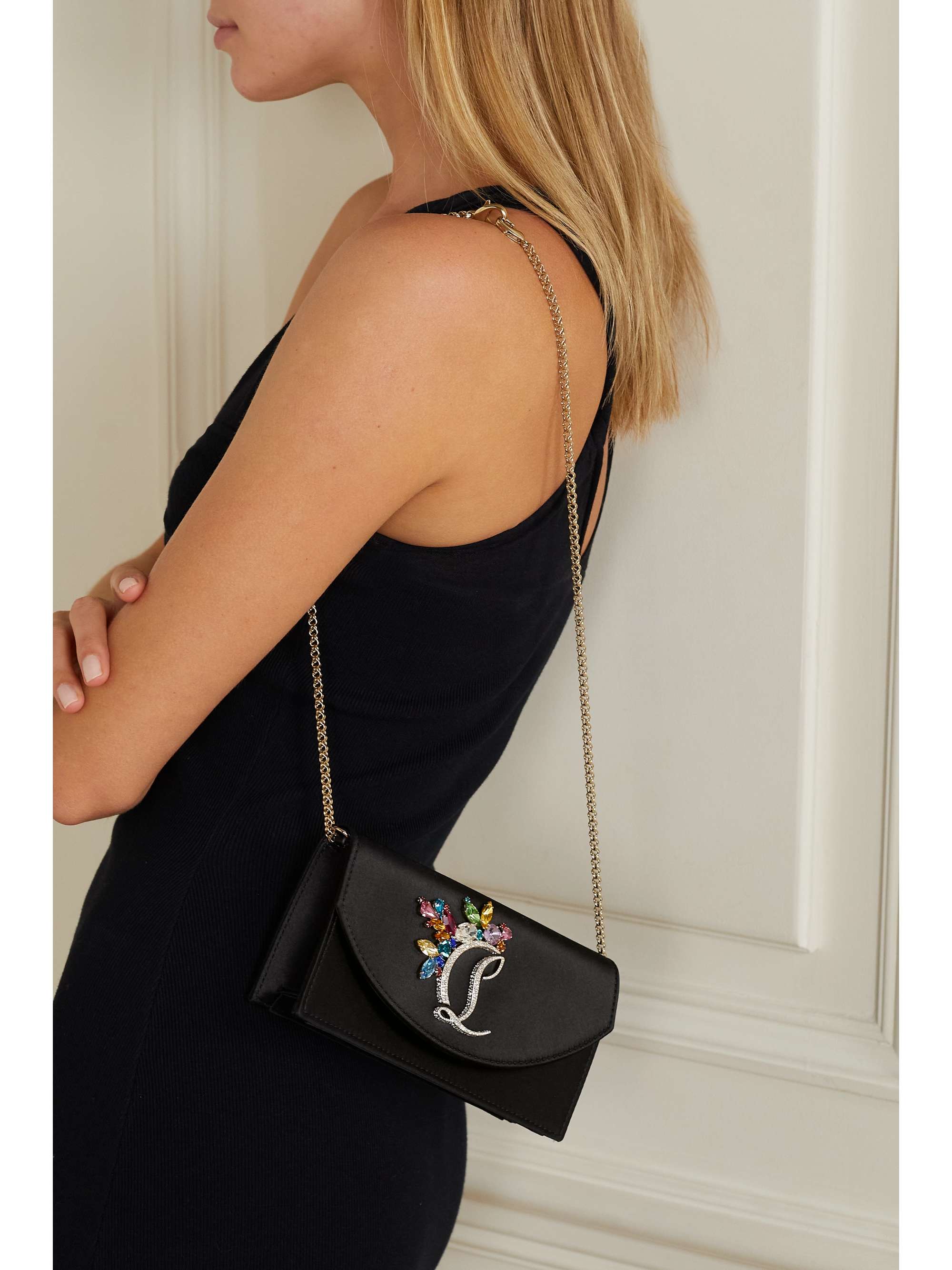 CHRISTIAN LOUBOUTIN Loubi54 crystal-embellished satin clutch