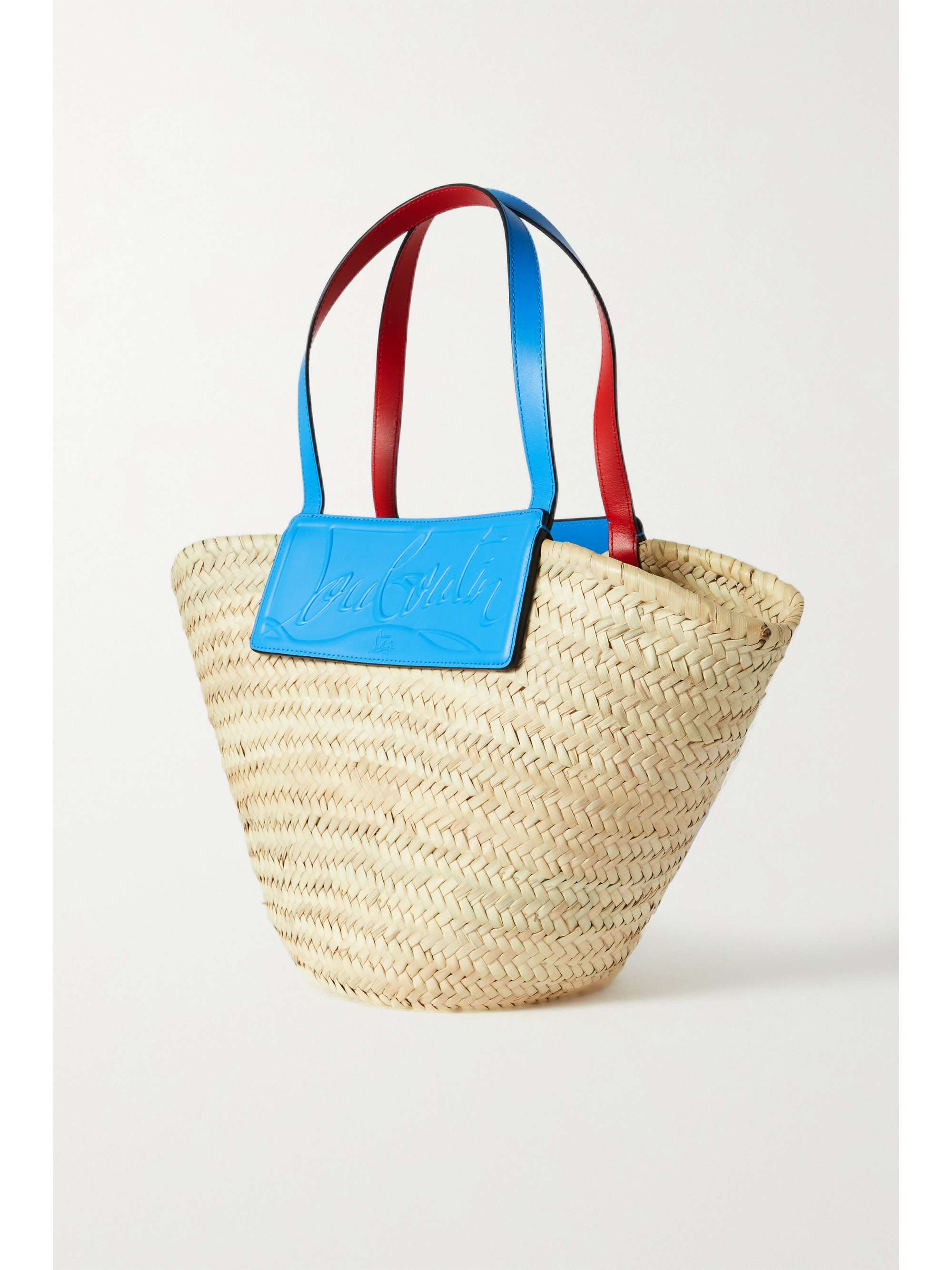 Loubishore woven straw and embossed leather tote