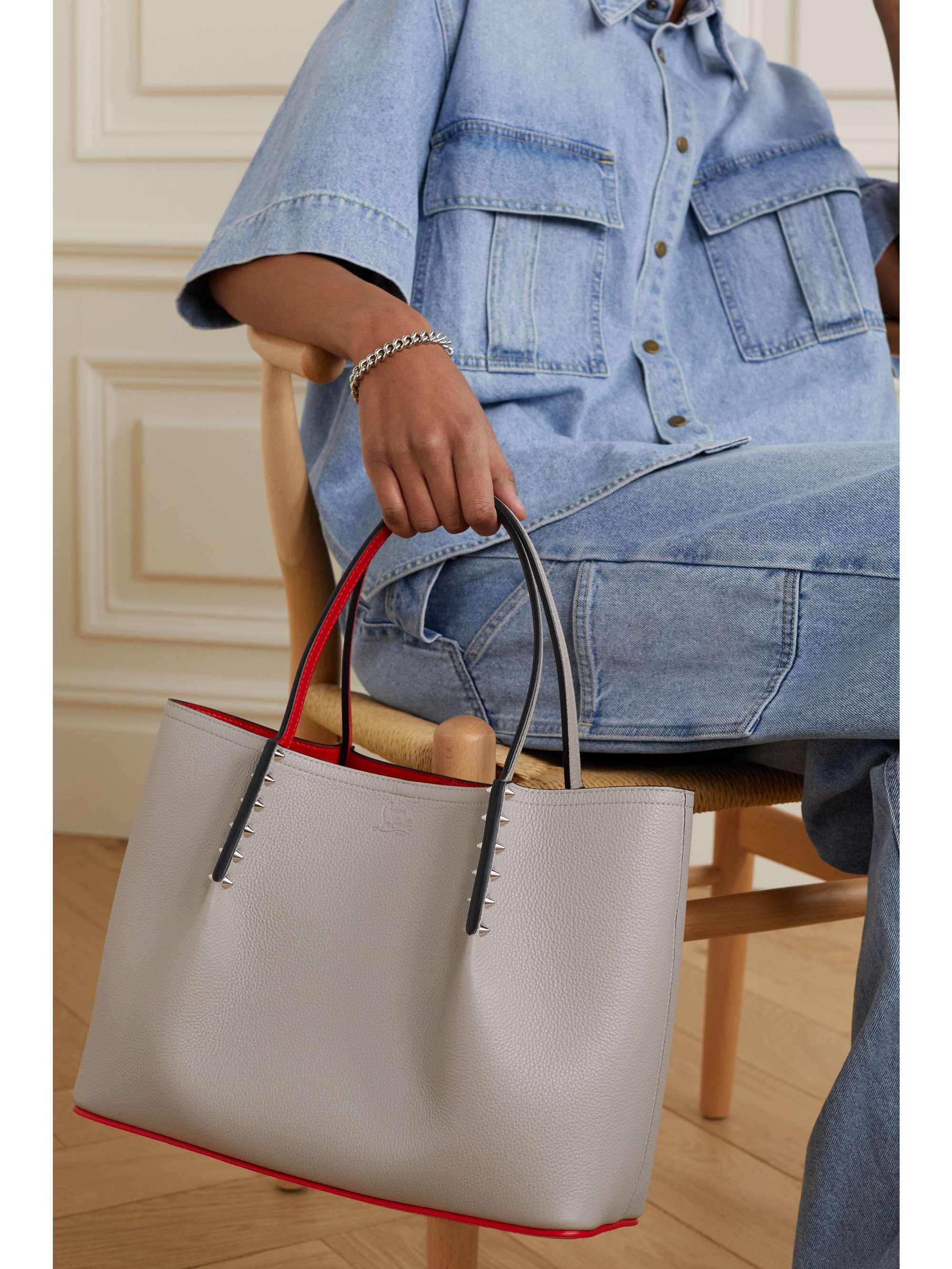 CHRISTIAN LOUBOUTIN Cabarock small spiked textured-leather tote