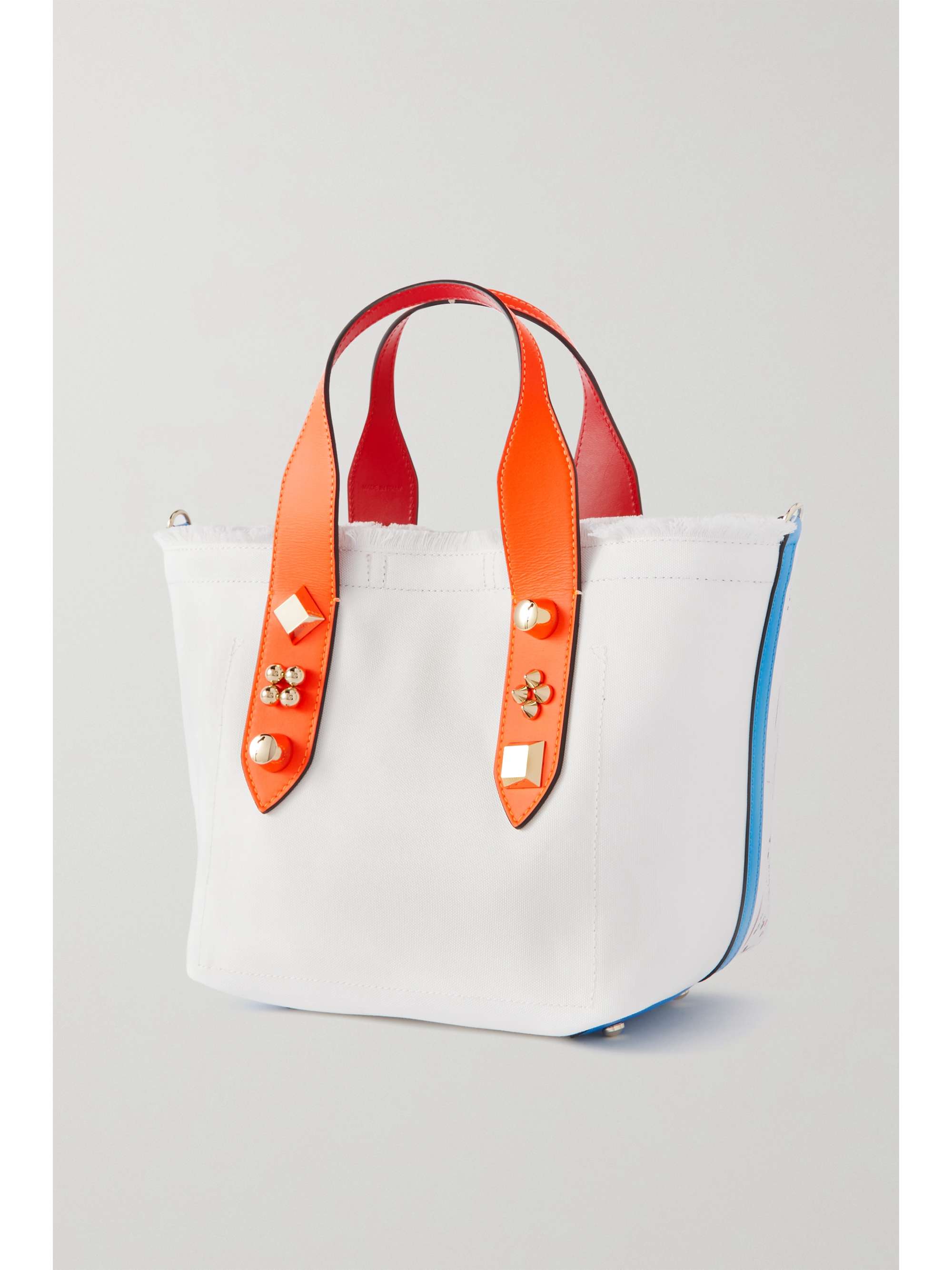 CHRISTIAN LOUBOUTIN Frangibus small leather-trimmed frayed printed canvas tote