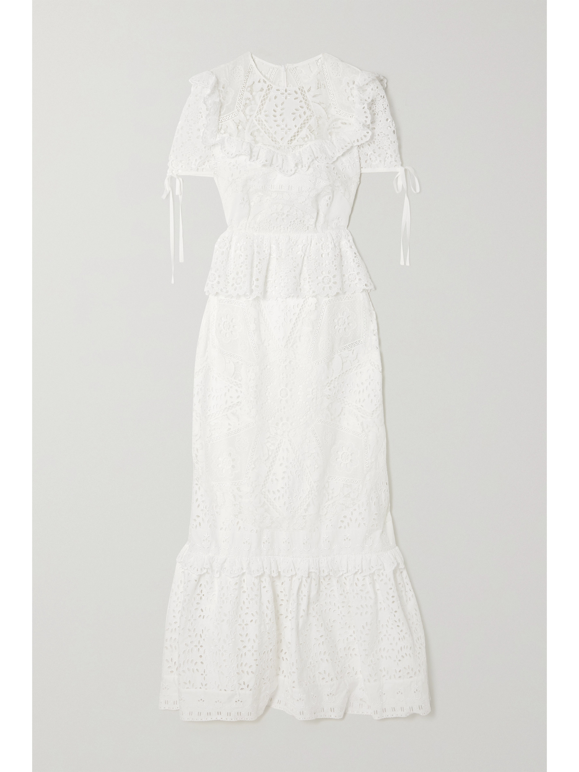 Erdem Alda ruffled lace-trimmed broderie anglaise cotton-blend gown