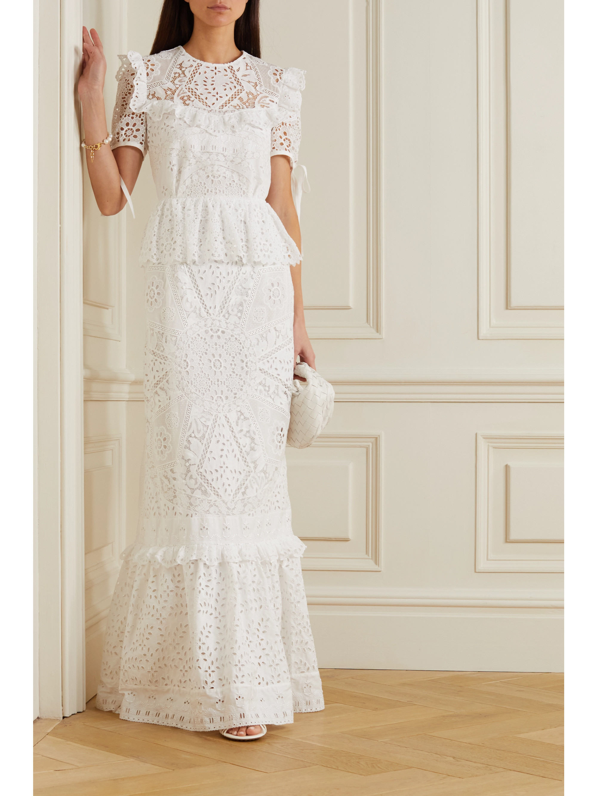 Erdem Alda ruffled lace-trimmed broderie anglaise cotton-blend gown
