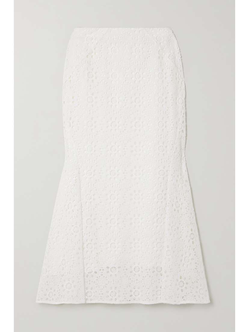 Erdem Ivetta Broderie Anglaise Cotton-blend Midi Skirt - UK 20